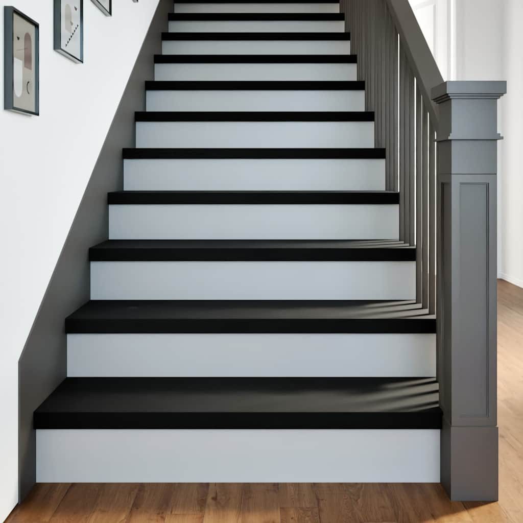 vidaXL Stufenmatte Treppenstufen 8 Stk. Braun-Schwarz 90x30x2 cm Massivholz Eiche, Rechteckig, Höhe: 2 mm