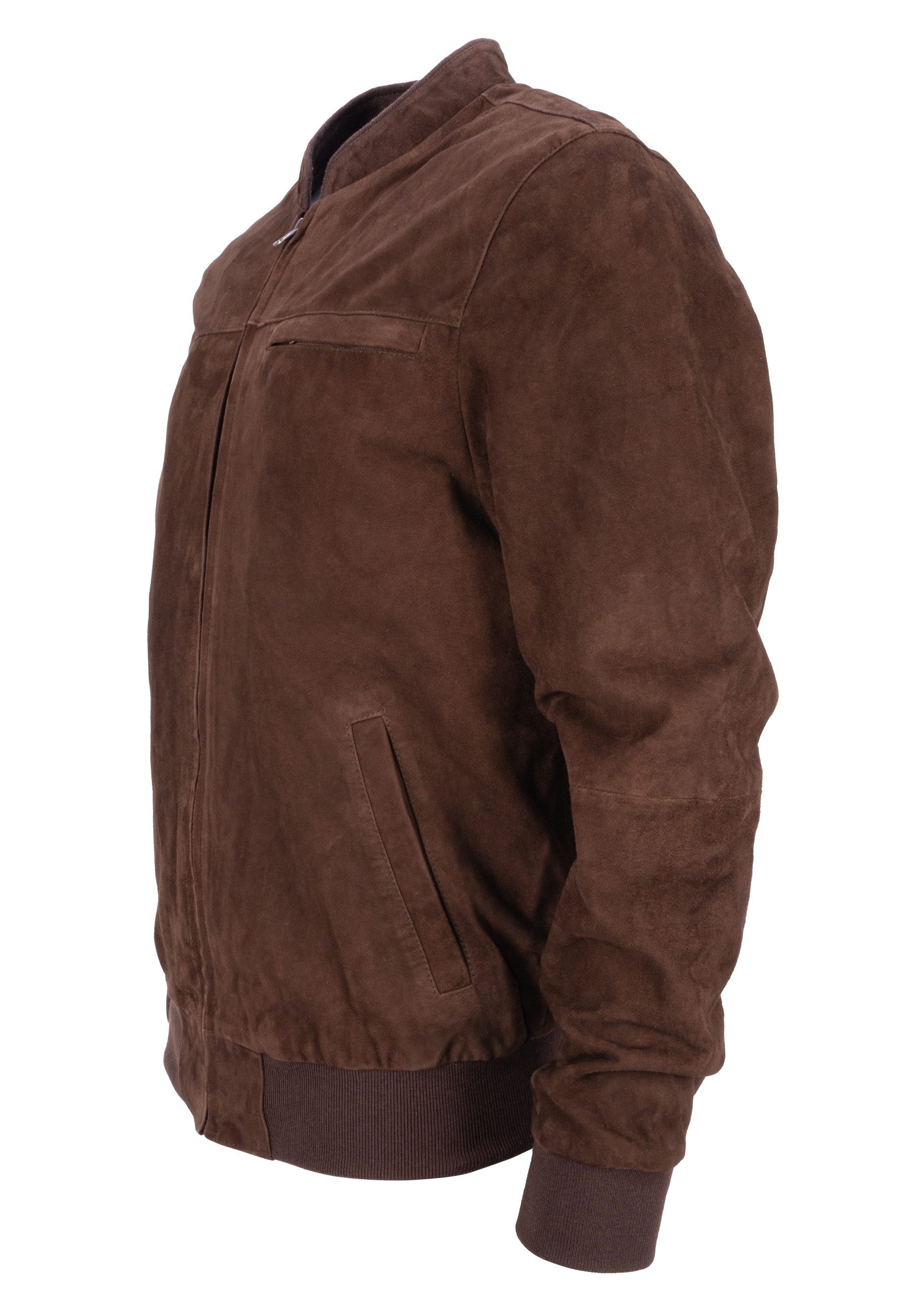 Lolus Lederjacke Tim Bearman Herren Lederjacke aus hochwertigem Veloursleder in Dunkelbraun