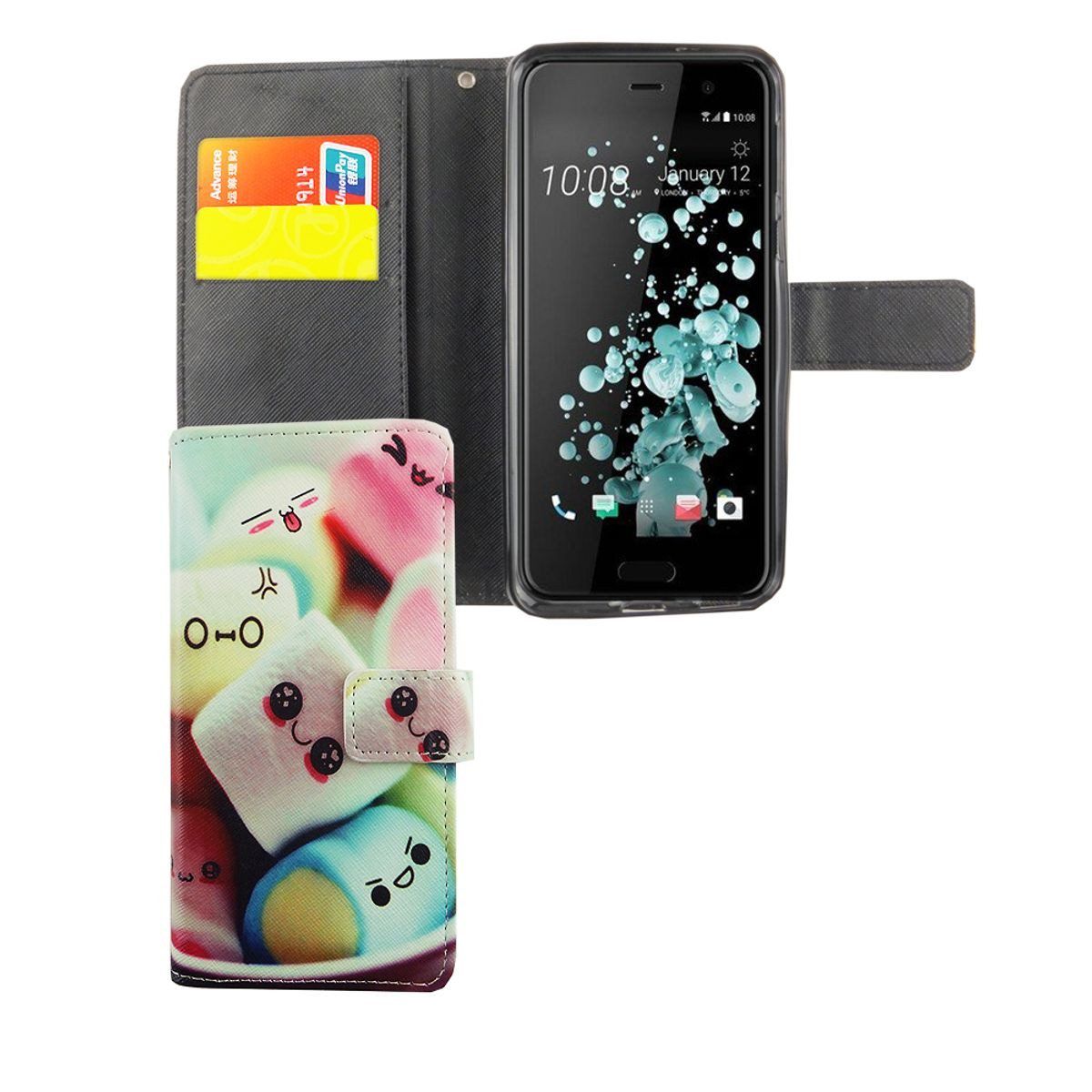 König Design Handyhülle HTC U Play, HTC U Play Handyhülle Bookcover Schwarz