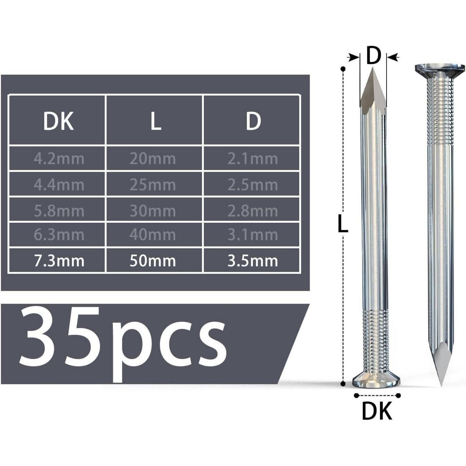 LuxusKollektion Stahlnagel Nägel 50mm Stahl 35 Stück