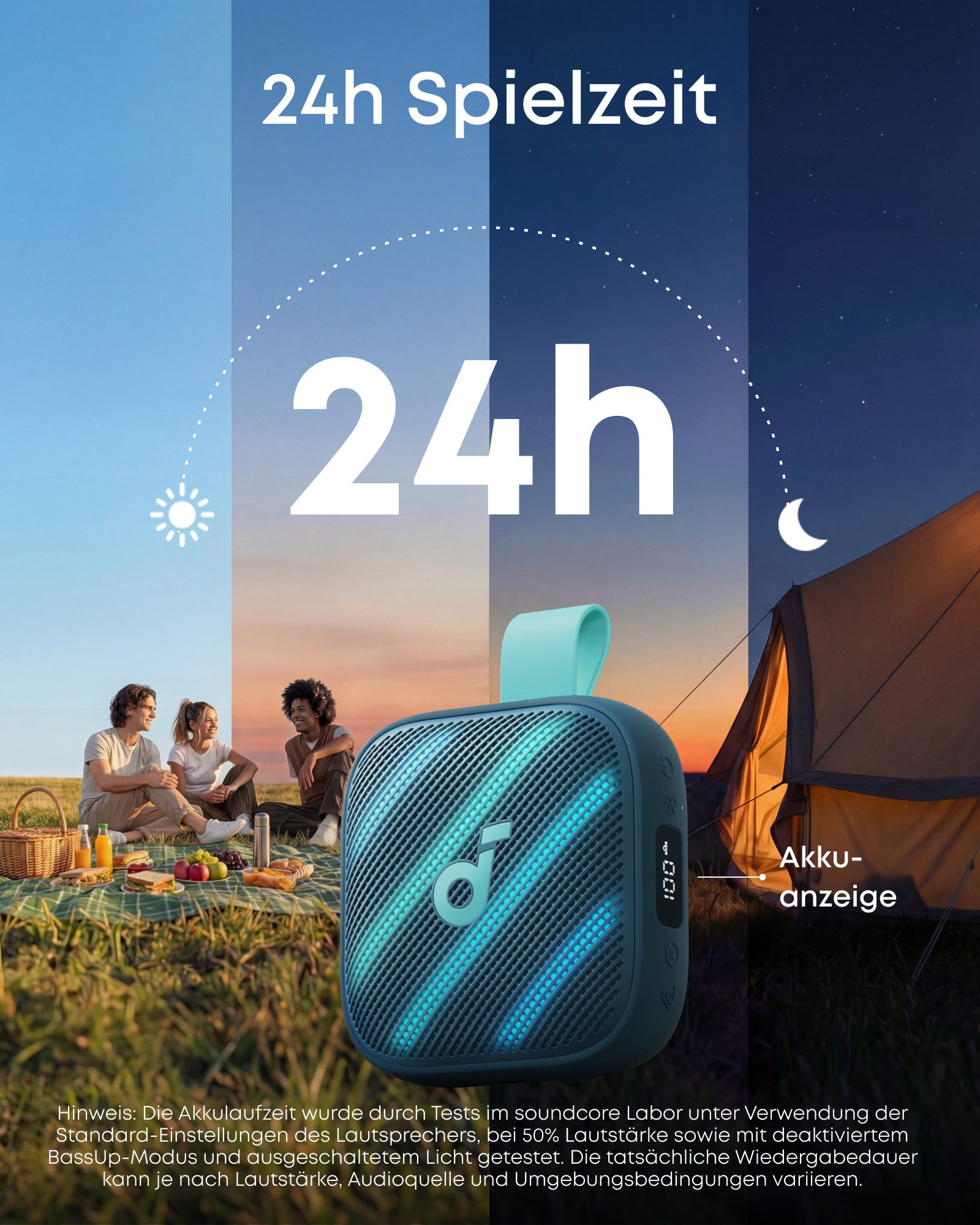 Anker soundcore Boom Go 3i by Anker Portable-Lautsprecher (AAC, SBC, Bluetooth V6.0, 15 W, 24h Akku, BassUp 2.0, Notfallladung, RGB Lichtshow, IP68 wasserdichte – Bild 3 von 5