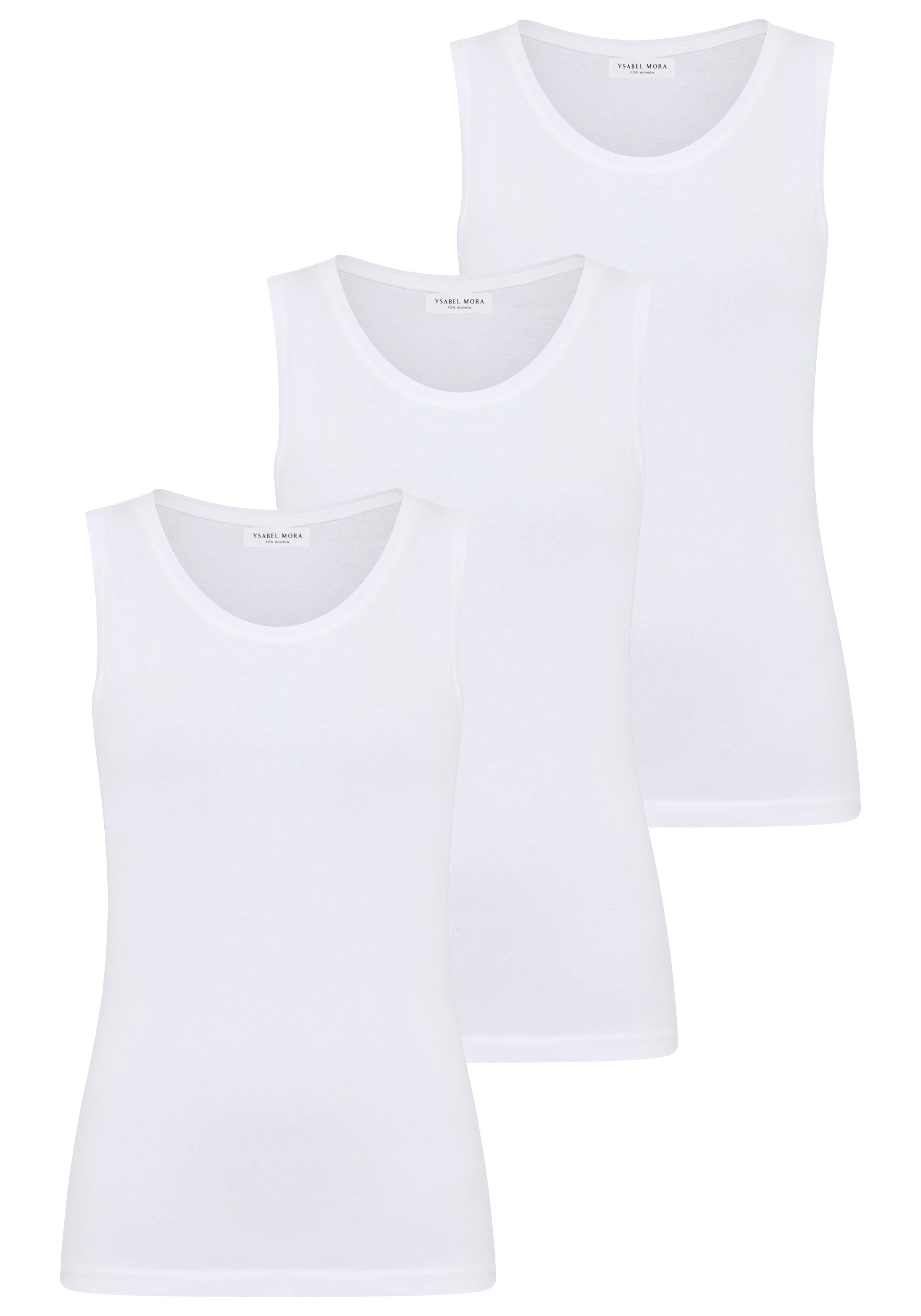 YSABEL MORA Tanktop (3er Pack) breite Träger, weich, elastisch, Baumwollmix