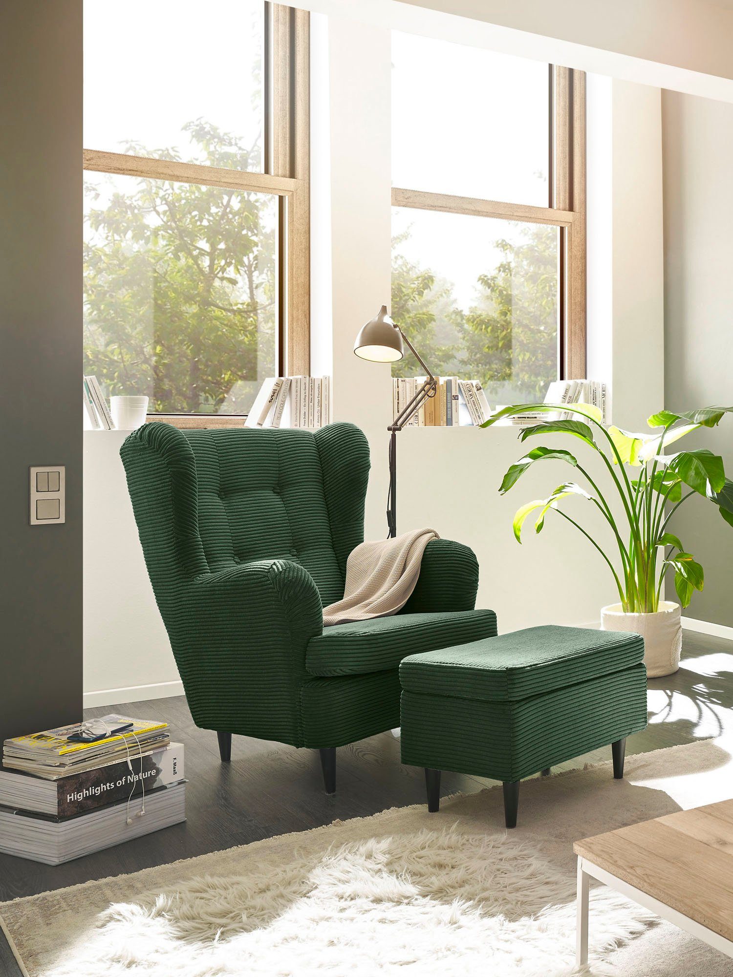 ED EXCITING DESIGN Hocker Oskar, mit Massivholzfüßen günstig online kaufen