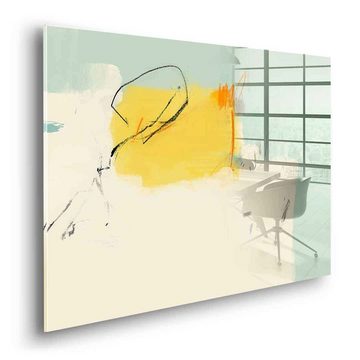 DOTCOMCANVAS® Acrylglasbild Meet John Cage on the bridge - Acrylglas, Acrylglasbild beige mint grün moderne abstrakte Kunst Druck Wandbild