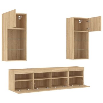 vidaXL TV-Schrank 5-tlg. Wohnwand mit LED-Beleuchtung Sonoma-Eiche Holzwerkstoff (1-St)