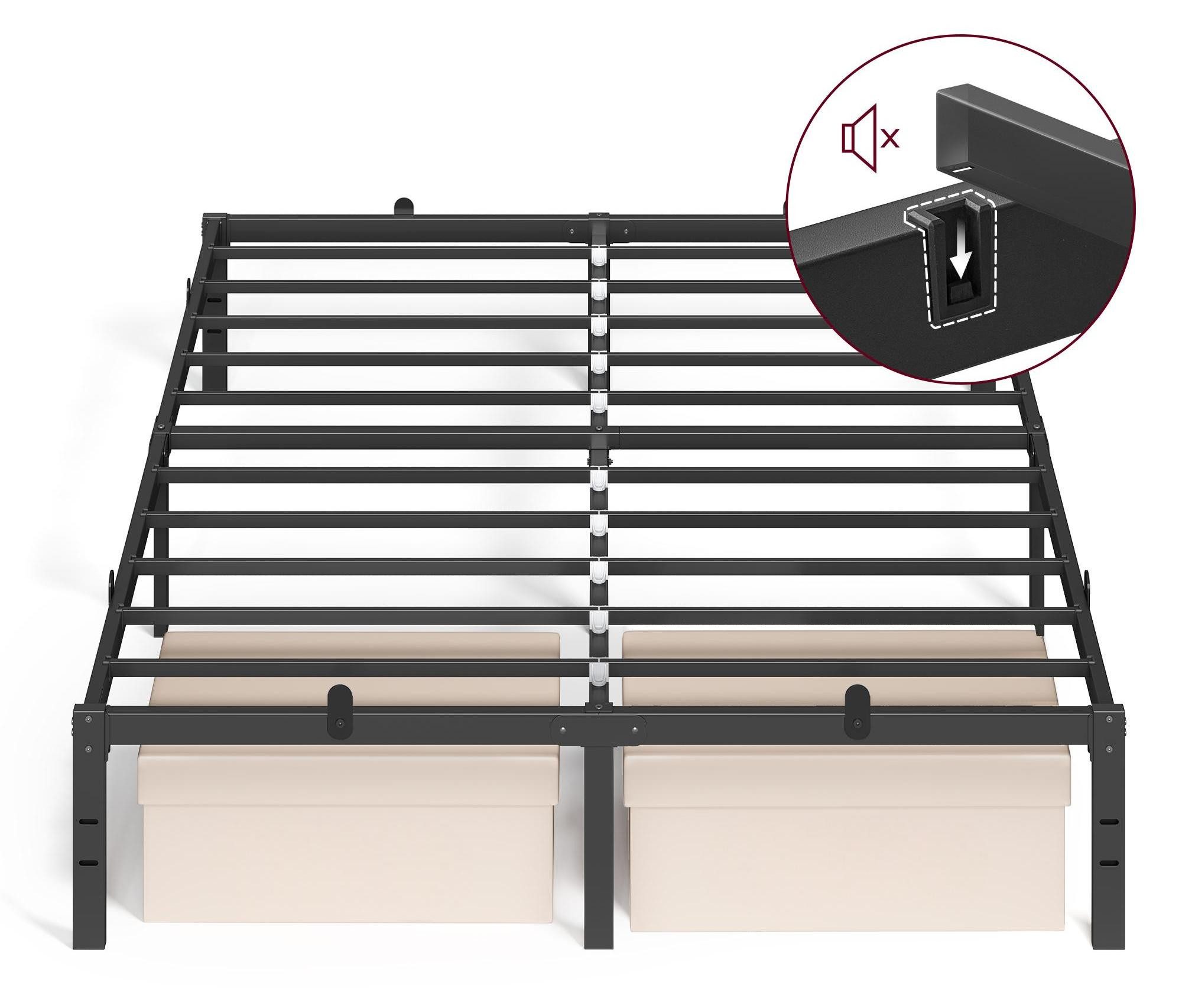 VASAGLE Bettgestell (140 x 200 cm, geräuscharm), Metallbett, Bettrahmen, ho günstig online kaufen