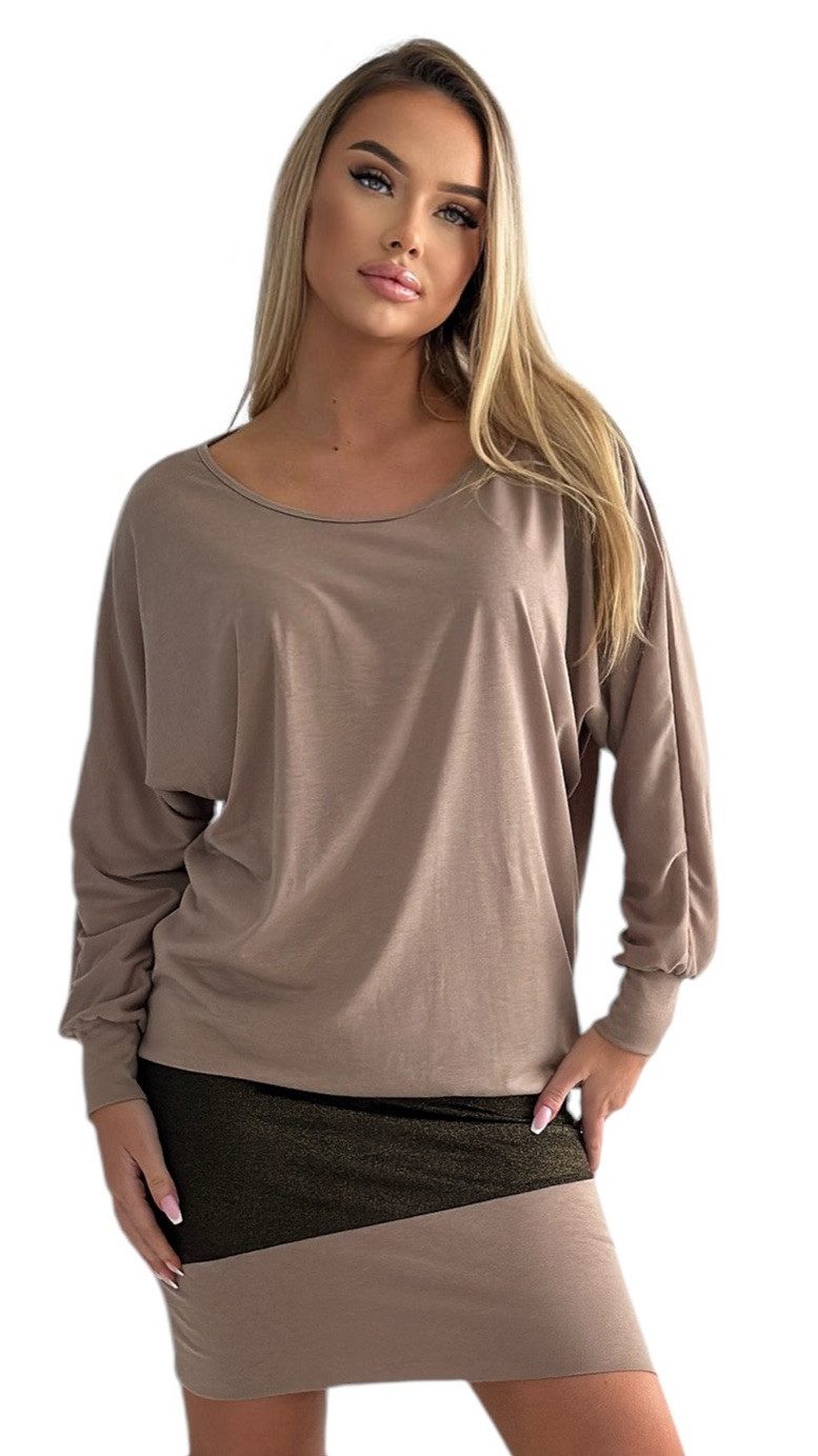 Mississhop Partykleid Damen Minikleid festlich Glitzer Kleid Pulli Tunika S M L XL XXL 9531