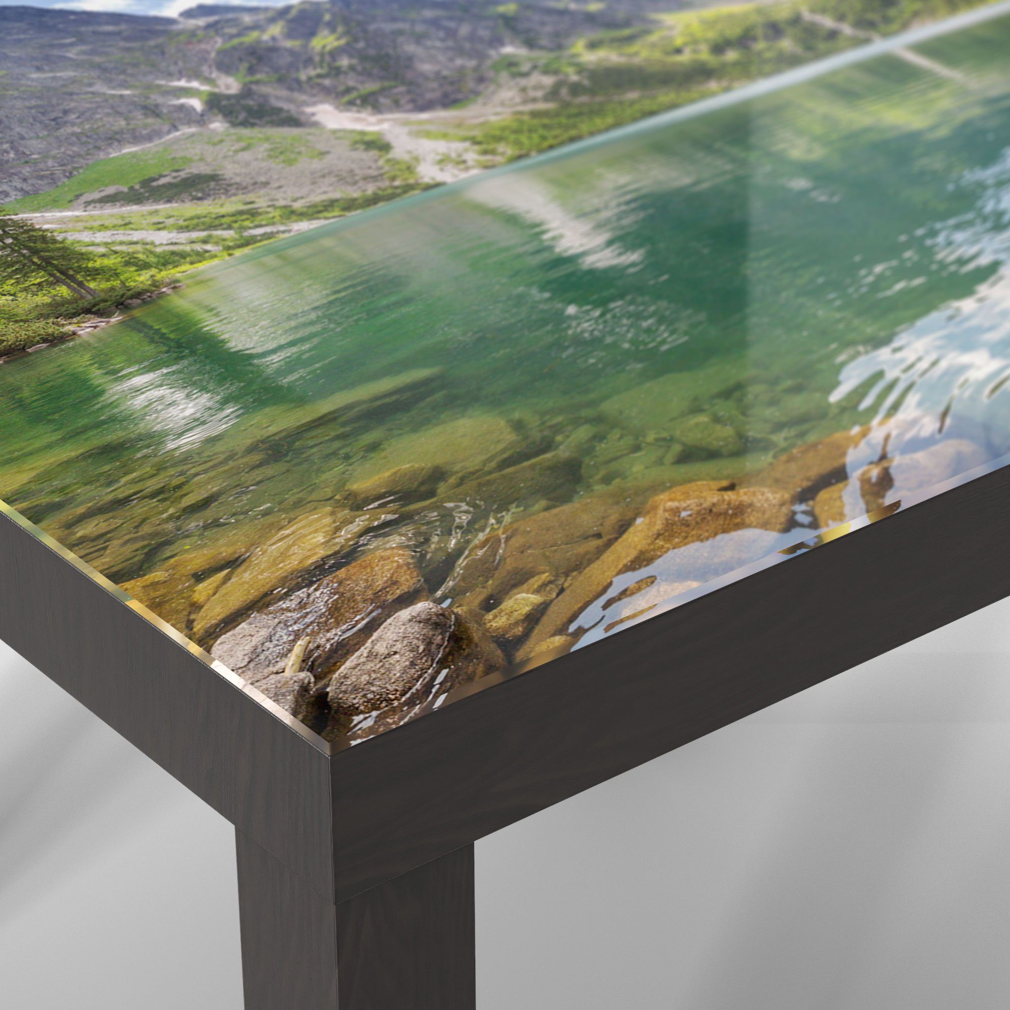 modern Beistelltisch Glas Bergsee', Couchtisch Glastisch DEQORI 'Glasklarer Schwarz