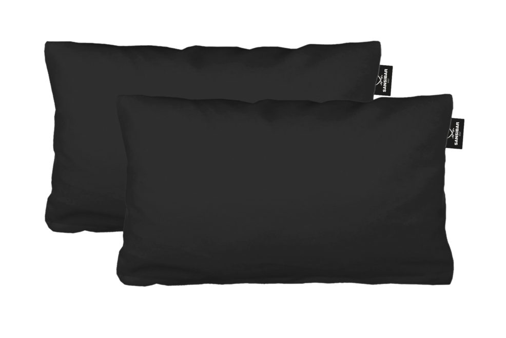 Kissenbezug 2er Set Uni Jersey Kissenhülle, 40x80 cm, edlem Sansibar Steg-Fähnchen, Sansibar Sylt, 2er Set, perfekter, faltenfreier Sitz, Antipilling Ausrüstung schwarz