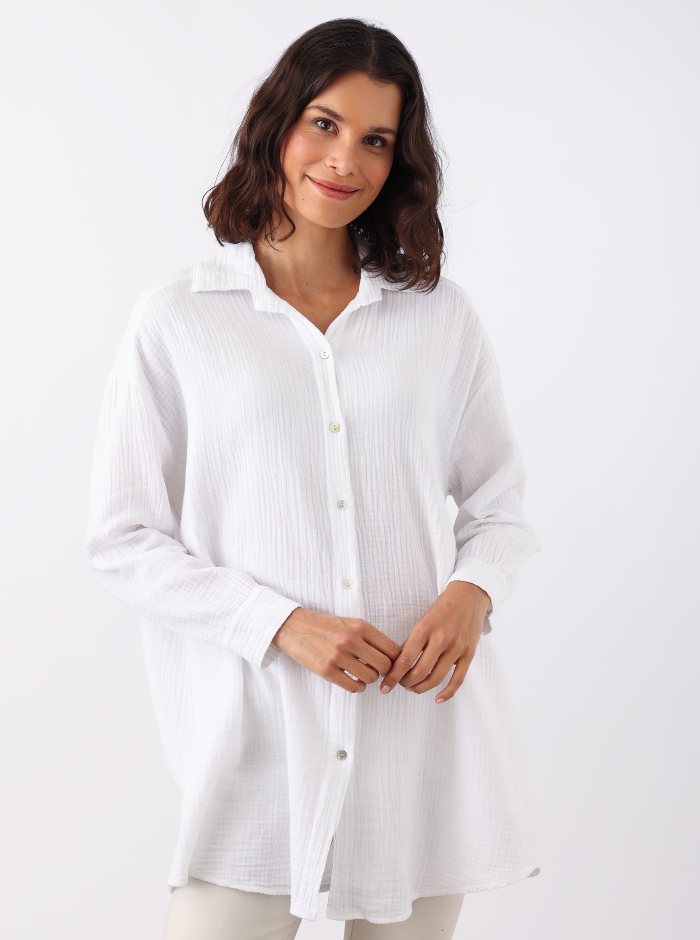 Zwillingsherz Shirtbluse "Rebecca" mit Knopfleiste günstig online kaufen