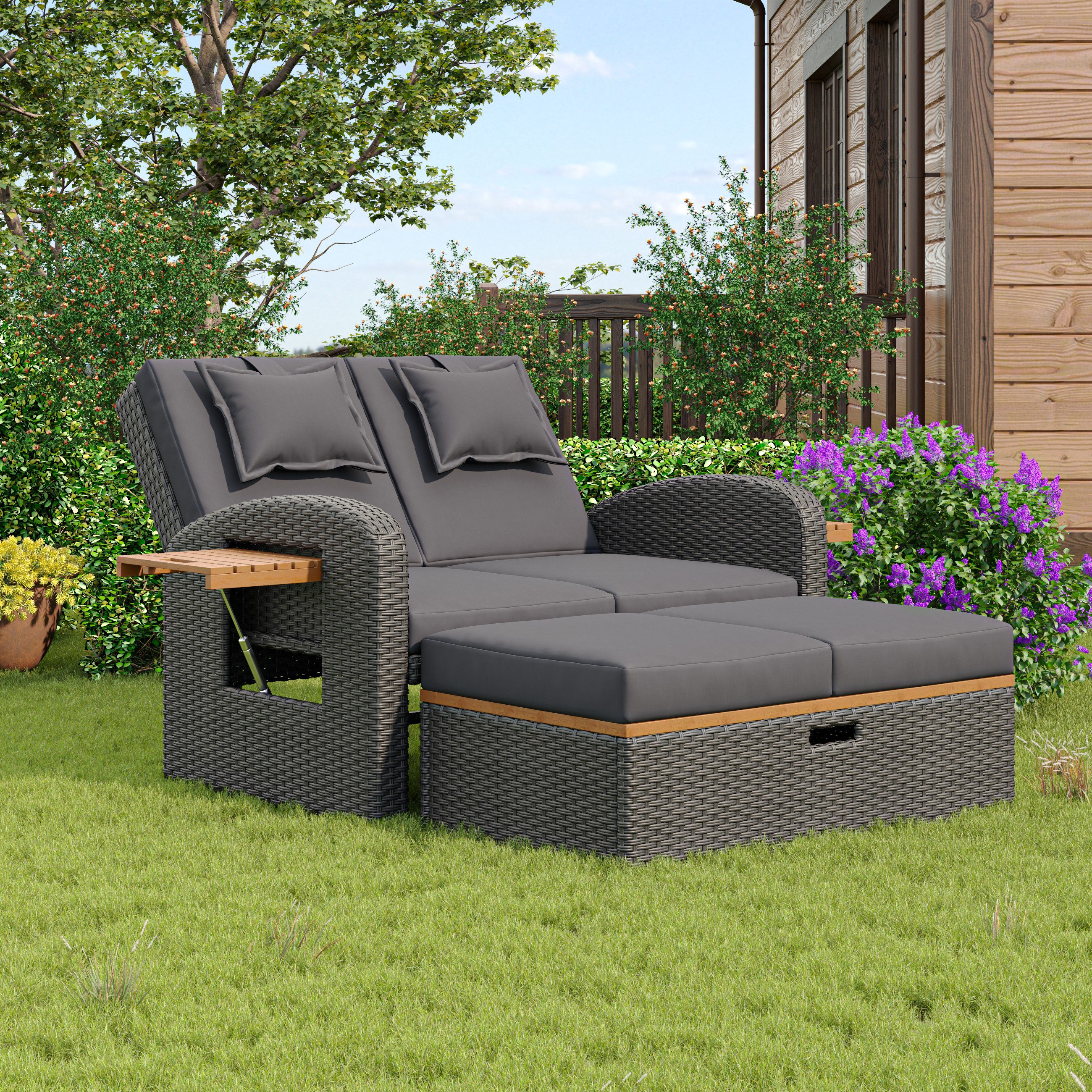 Flieks Gartenlounge-Set, 2-Sitzer Gartenmöbel mit verstellbarer günstig online kaufen