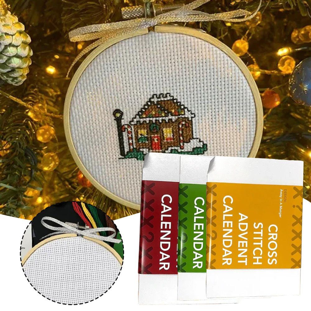 Blusmart Adventskalender Kreuzstich-Stickbox Mit Weihnachtlichen green Schönen Mustern