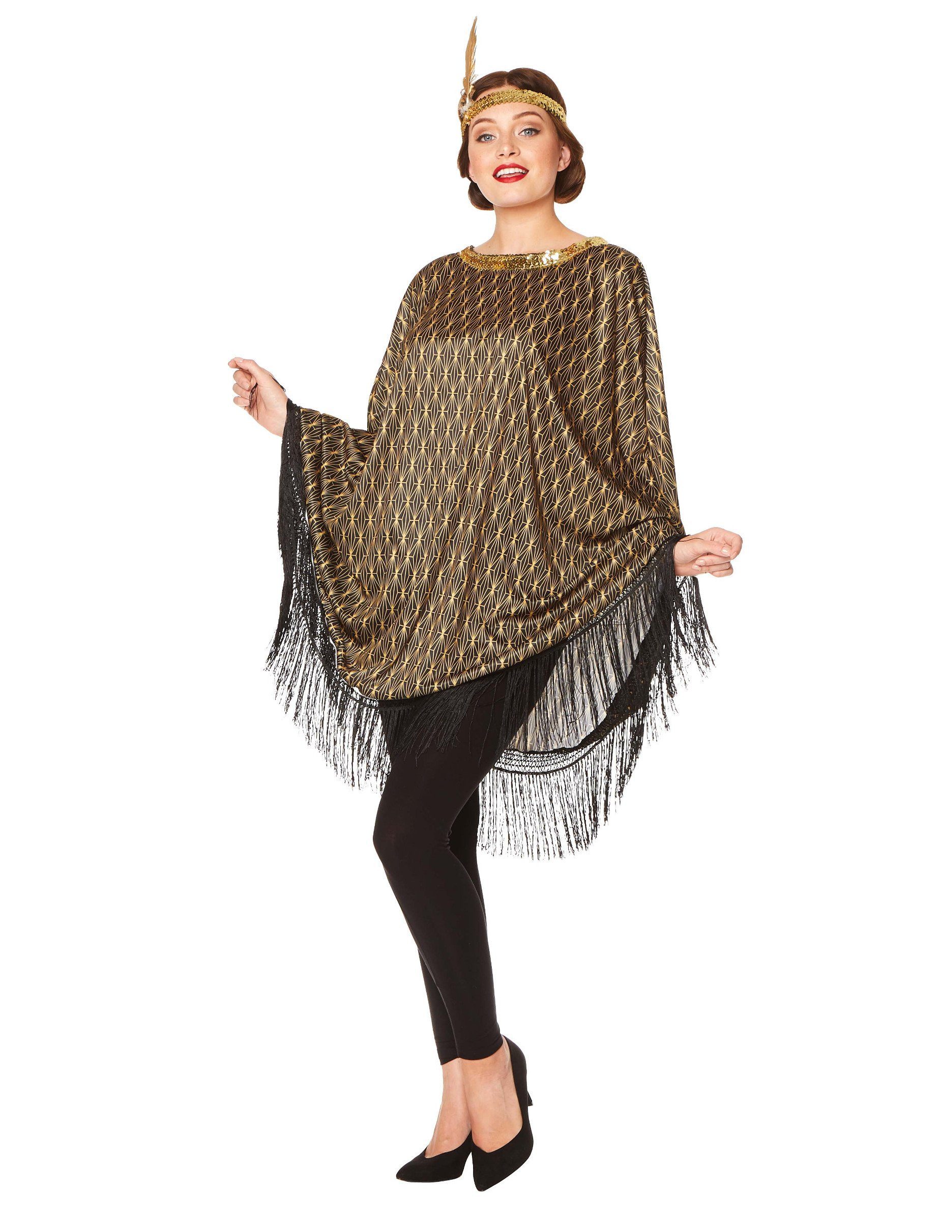REDSUN Kostüm 20er-Jahre Poncho Charleston-Damenkostüm braun-goldfarben günstig online kaufen