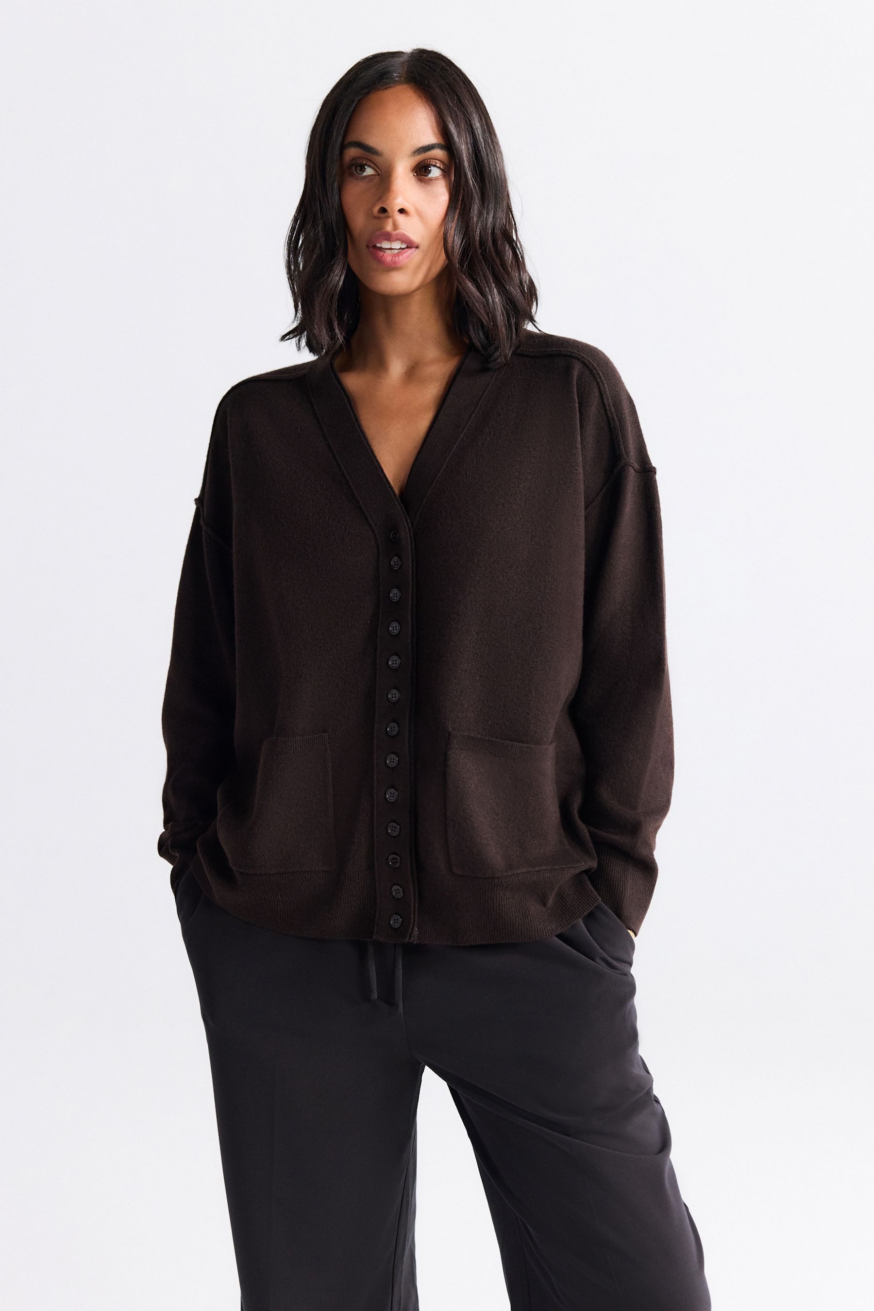 Next Strickjacke Superweiche Strickjacke mit V-Ausschnitt +Taschen (1-tlg)