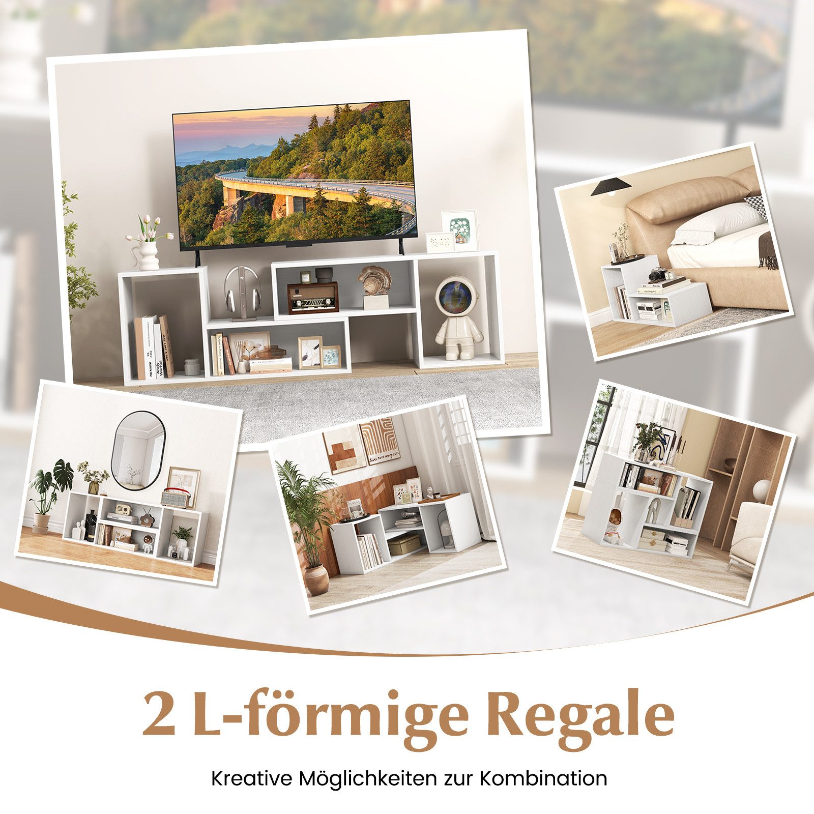 COSTWAY TV-Schrank TV-Regal freie Kombination, mit offenen Regalen, 110-134 günstig online kaufen