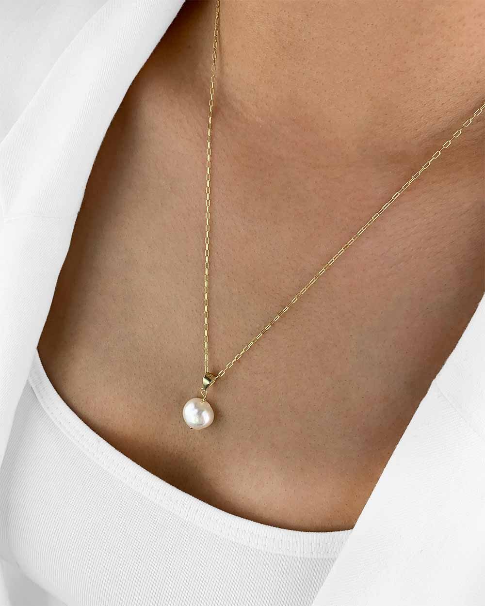 DANIEL CLIFFORD Perlenkette 'Maribelle' Damen Halskette Silber 925, 14k vergoldet Barock Perle (inkl. Verpackung), größenverstellbare Perlenkette echte Süßwasserzuchtperle