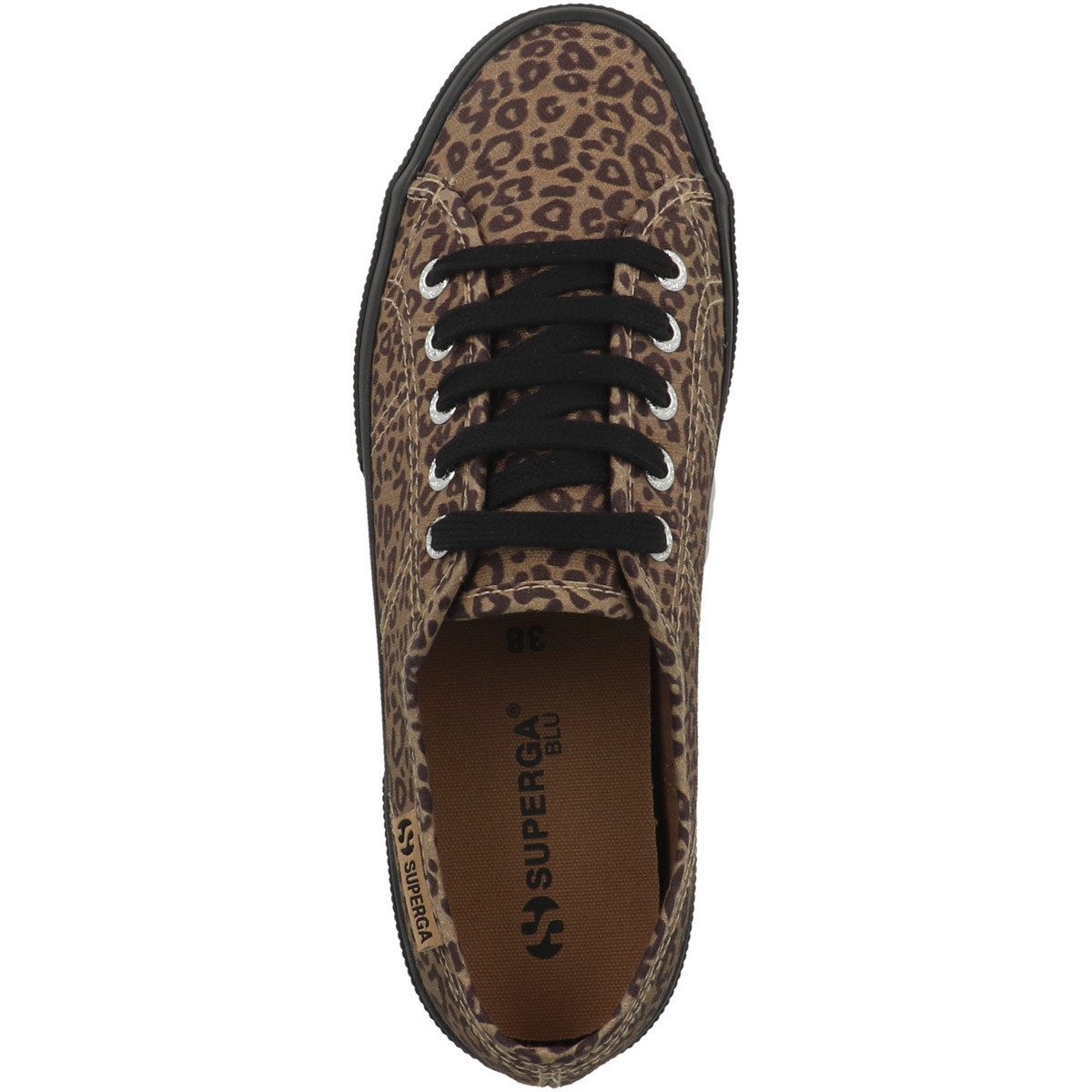 Superga 3750 Black Leopard Print Leggera Damen Sneaker Turnschuhe, Sportschuhe, Freizeitschuhe, Halbschuhe, Schnürschuhe