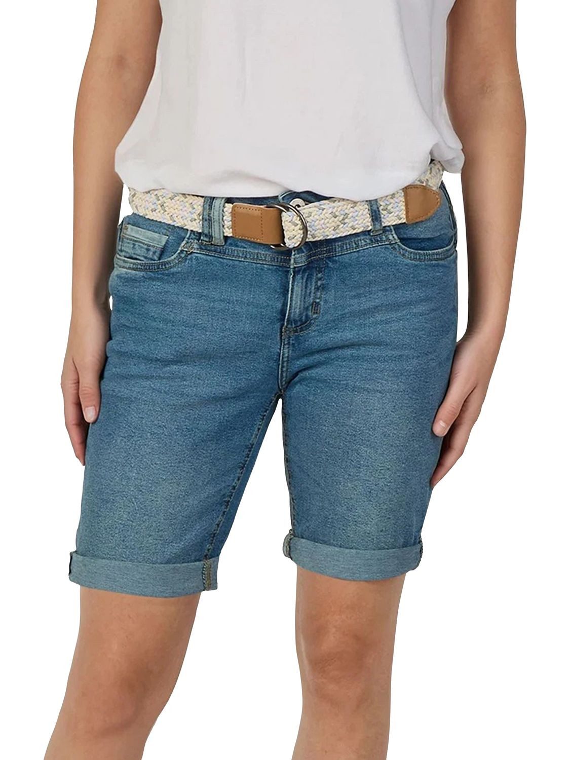 DENIMFY Jeansshorts Damen Shorts DFLena Regular Fit Bermudashorts mit Gürtel