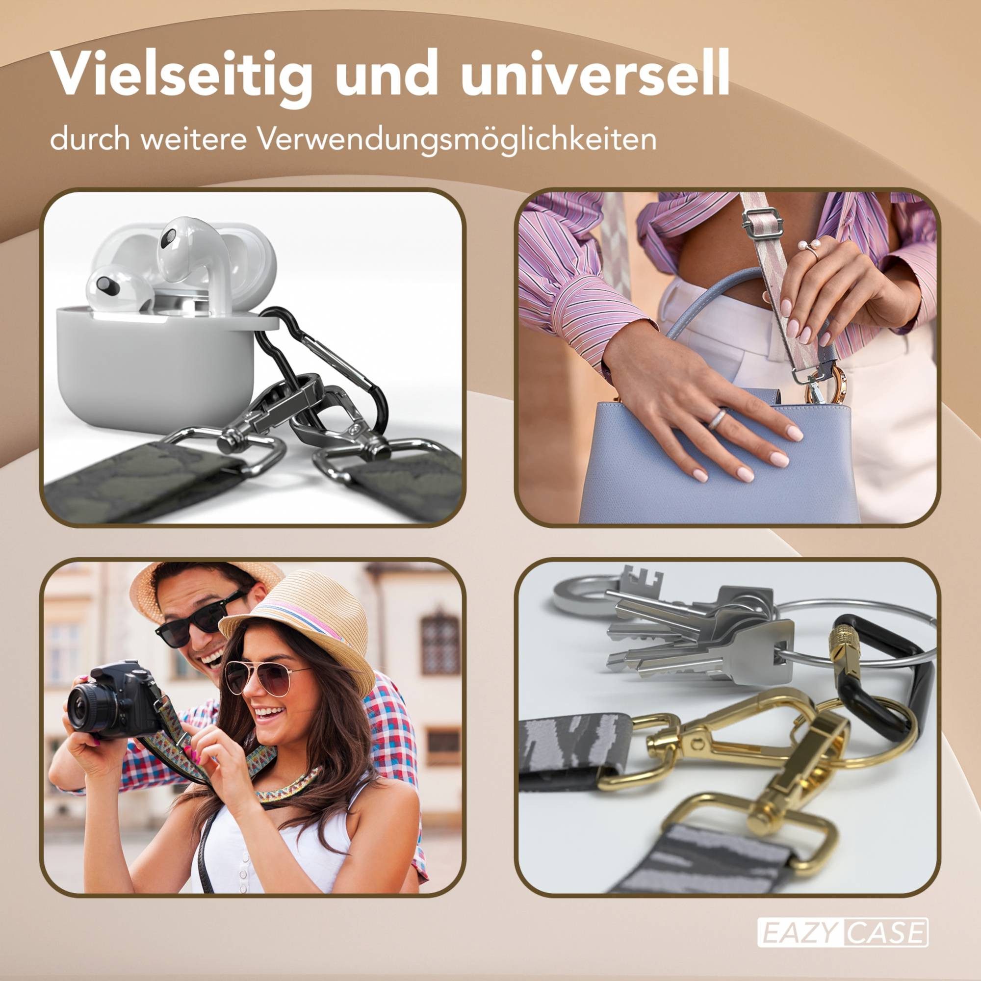 EAZY CASE Handykette Universal für alle Smartphones Boho/Wave/Leo Style, Handyband Universal passend für alle Smartphones Dunkelgrün Camouflage