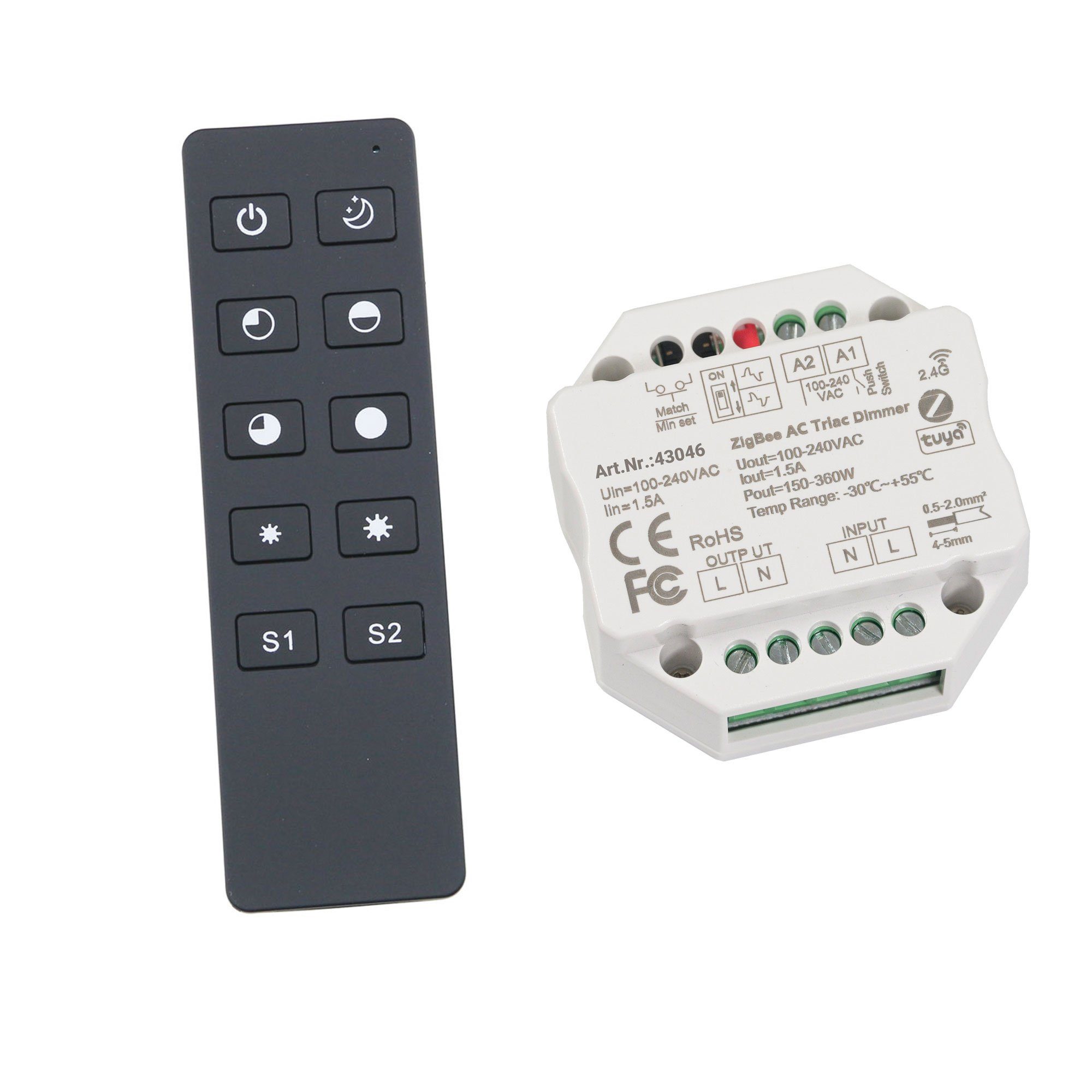 VBLED Schalter »ZigBee Funk Controller 230V Unterputz Dimm-Aktor  Dimm-Schalter mit 2.4G Fernbedienung«, 2.4G