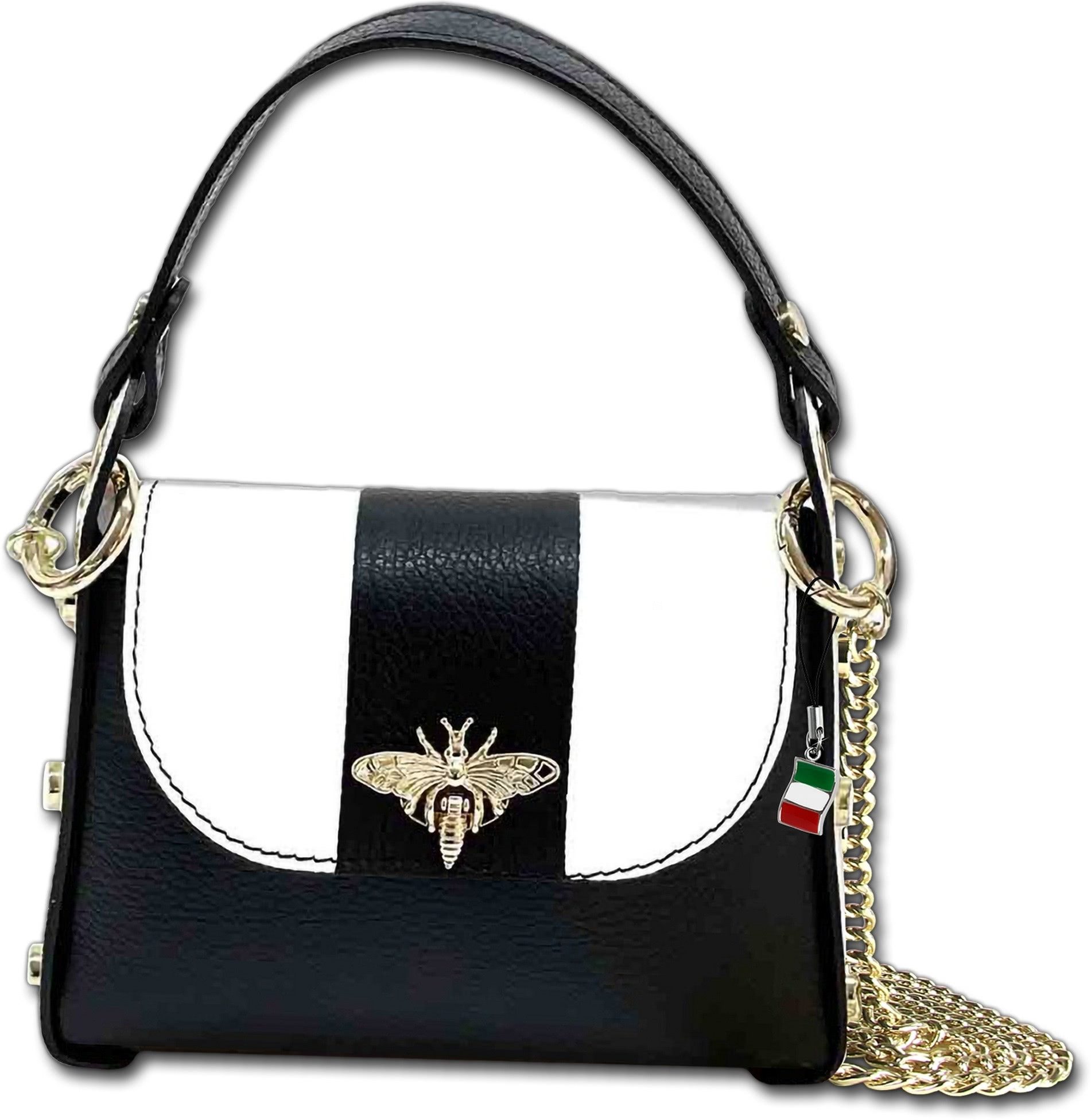 Umhängetasche schwarz weiß Florence Tasche Leder