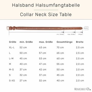 Monkimau Hunde-Halsband Hundehalsband Leder Halsband Hund braun gepolstert mit Kristallen S-XS, Leder