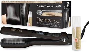 Demeliss Saint Algue Glätteisen DEMELISS Titanium Black matt Edition titanbeschichtete Aluminiumplatten, Inklusive Demeliss SPRAY Liss&Protect 200ml