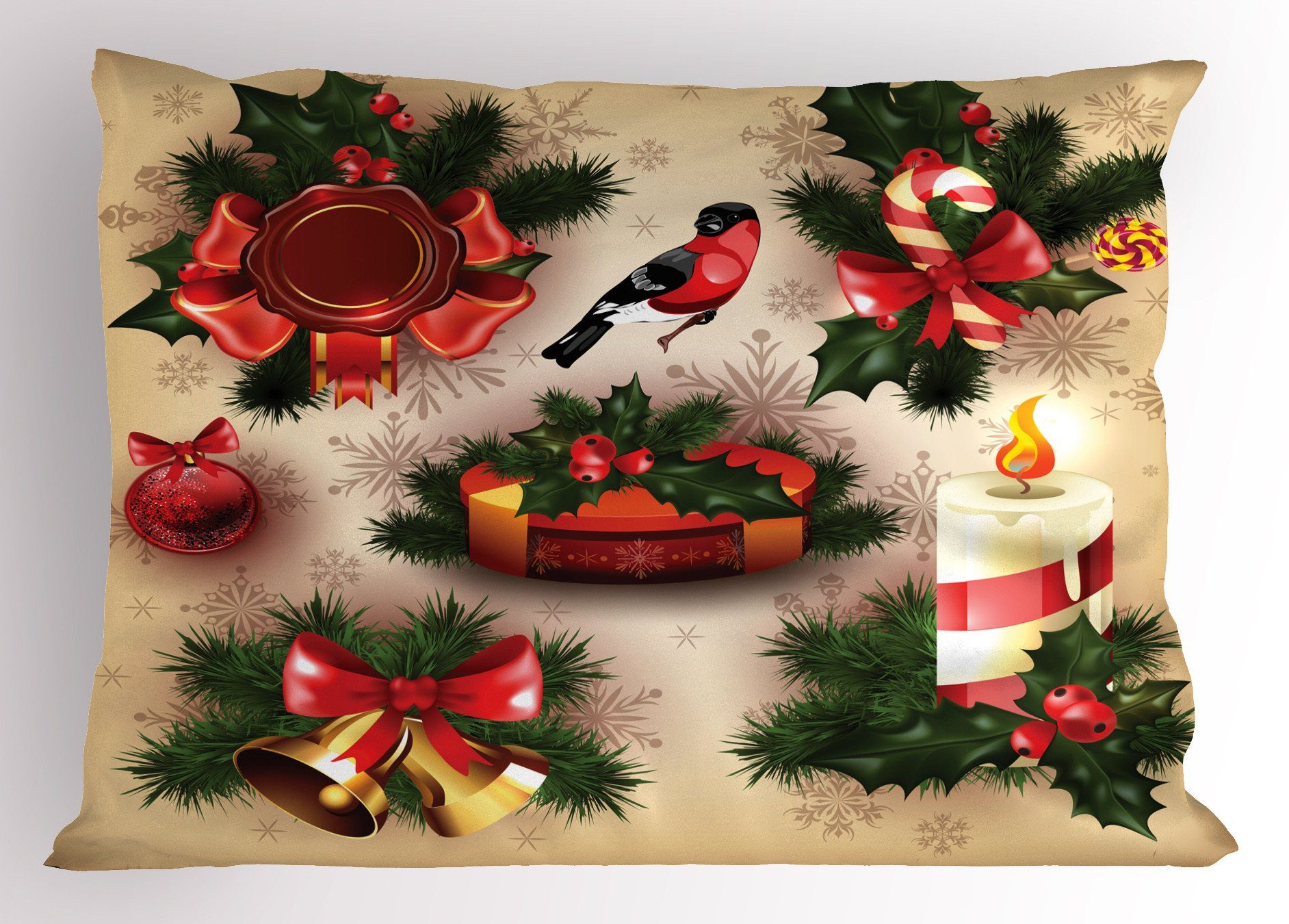 King Gedruckter Dekorativer Weihnachten Kissenbezüge Vintage-Ornamente Abakuhaus Kissenbezug, Size Stück), (1 Standard
