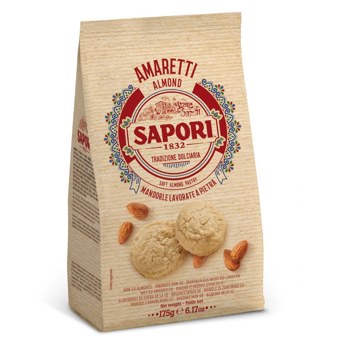 Sapori Knabberei, Sapori Amaretti Almond traditionell kleines süßes Mandelgebäck 175g