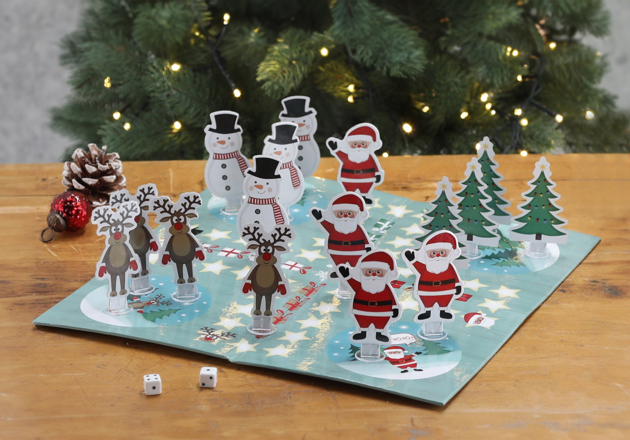Spetebo Spiel Weihnachts Würfelspiel Ludo für 2-4 Spieler, Würfelspiel, Winterliches Brettspiel für Kinder ab 5 Jahren