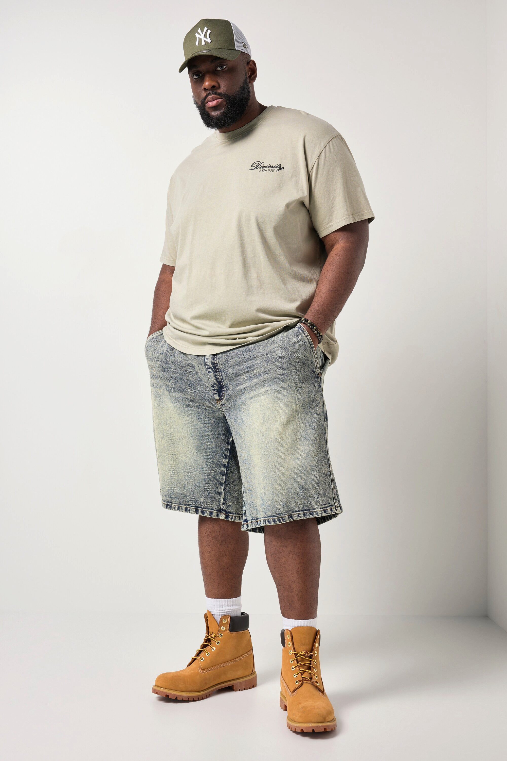STHUGE Bermudas Jeans-Bermuda extra weiter Baggy Fit Dirty Denim – Bild 5 von 5