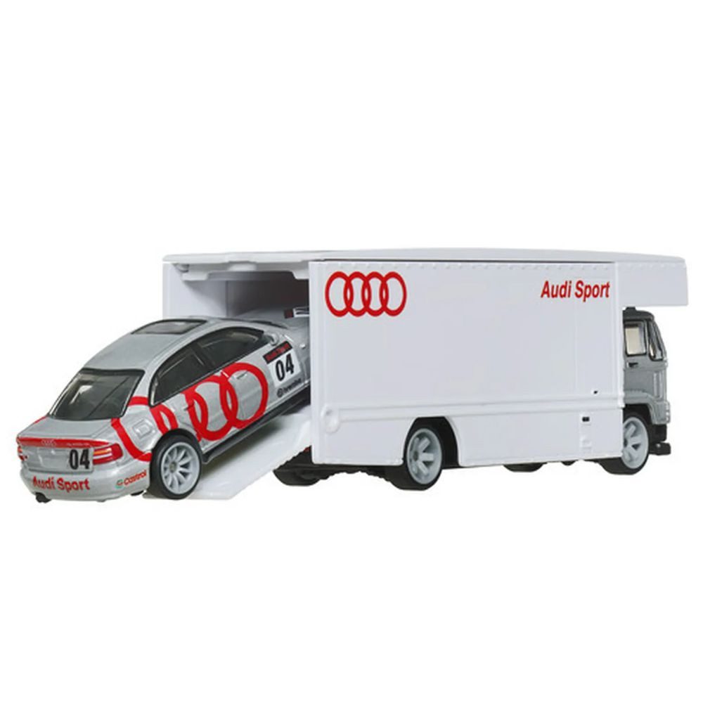 Hot Wheels Spielzeug-Rennwagen Audi S4 Quattro + Fleet Flyer Hot Wheels Team Transport Fahrzeuge