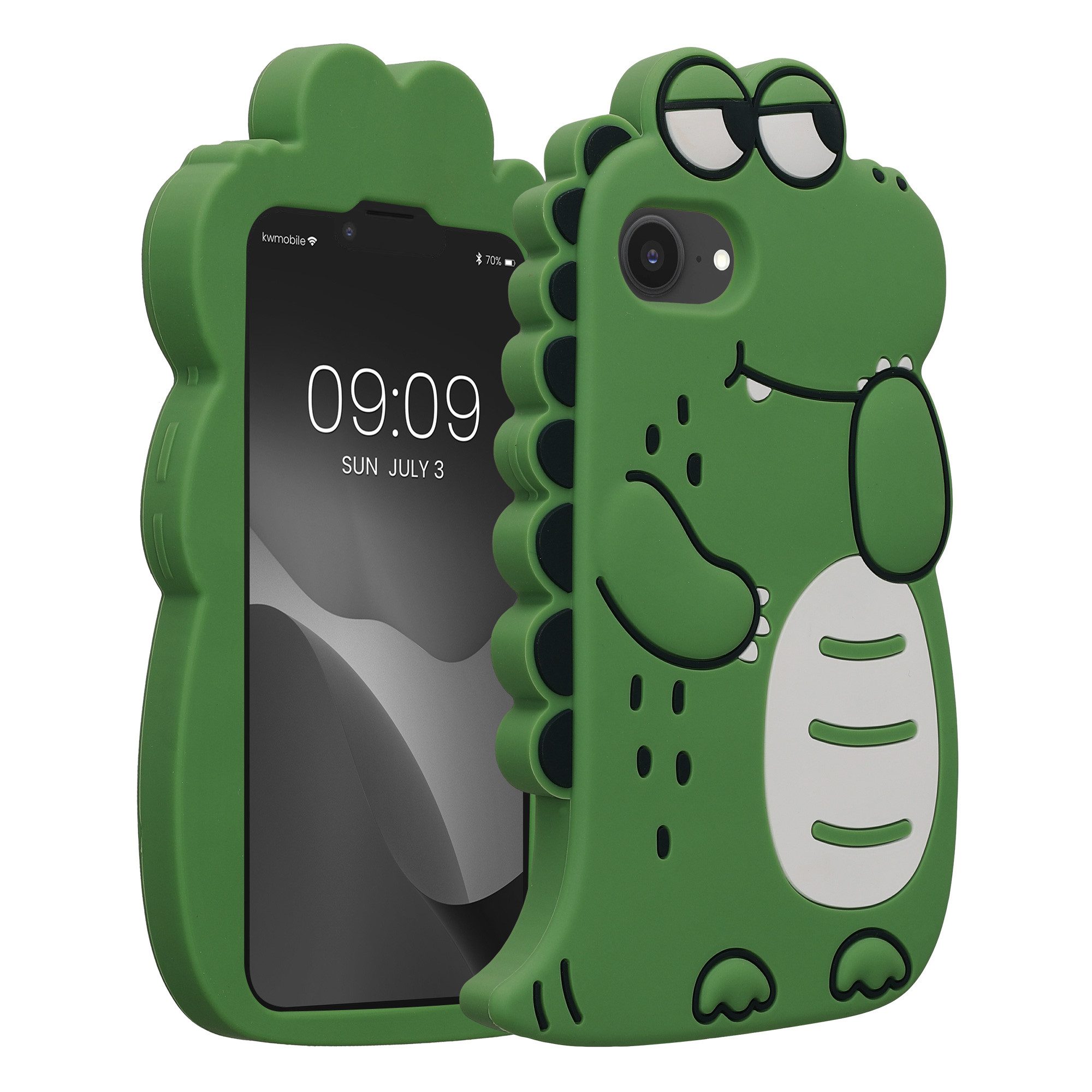 kwmobile Smartphone-Hülle Hülle für Apple iPhone 16e, Silikon Handy Schutzhülle Cover Case - Süßer Dinosaurier Design