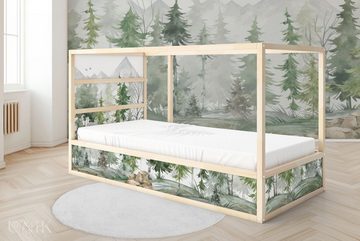 Unik Nordic Möbelfolie IKEA Kura Bett­aufkleber Set - Tannenwald Aquarell 2-Sticker-Set Oben, (Set, 2St.}, Für die angebene Anzahl an Flächen zugeschnitten), selbstklebend, exakte Maße, wiederablösbar