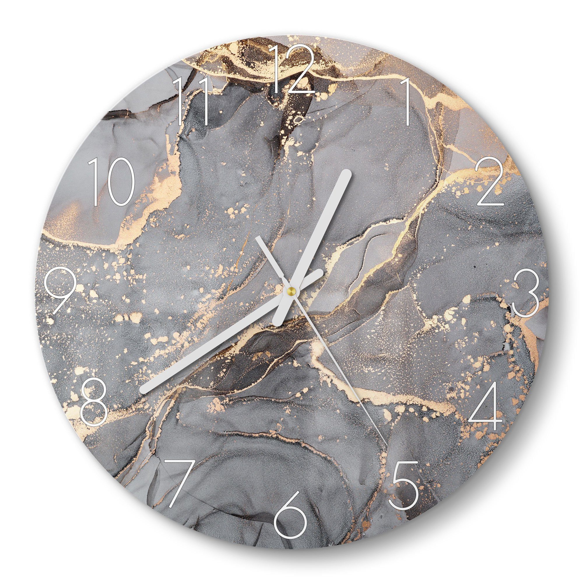 DEQORI Wanduhr 'Elegantes Marmormuster' (Glas Glasuhr günstig online kaufen