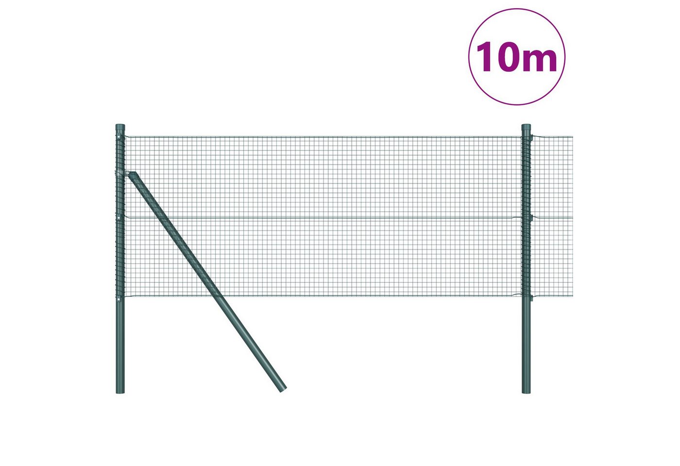 Thumbnail - vidaXL Gartenzaun Zaunpfosten-Set 2 Stück Grün Pulverbeschichteter Stahl 10 x 0,5 m, (2-St)