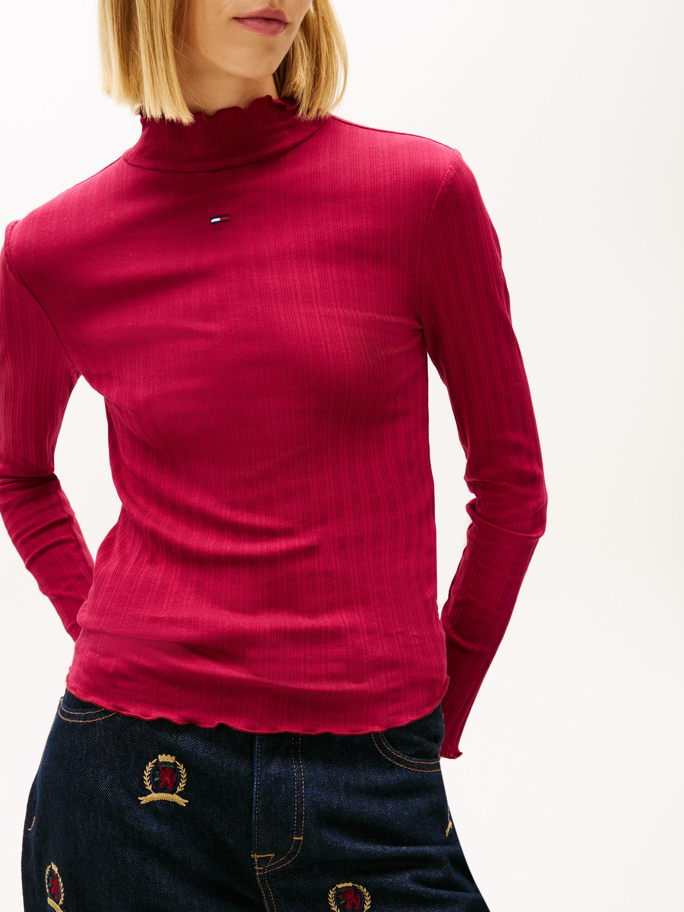 Tommy Jeans Langarmshirt TJW SLIM RIB LETTUCE EDGE LS (Packung, 3-tlg) in g günstig online kaufen