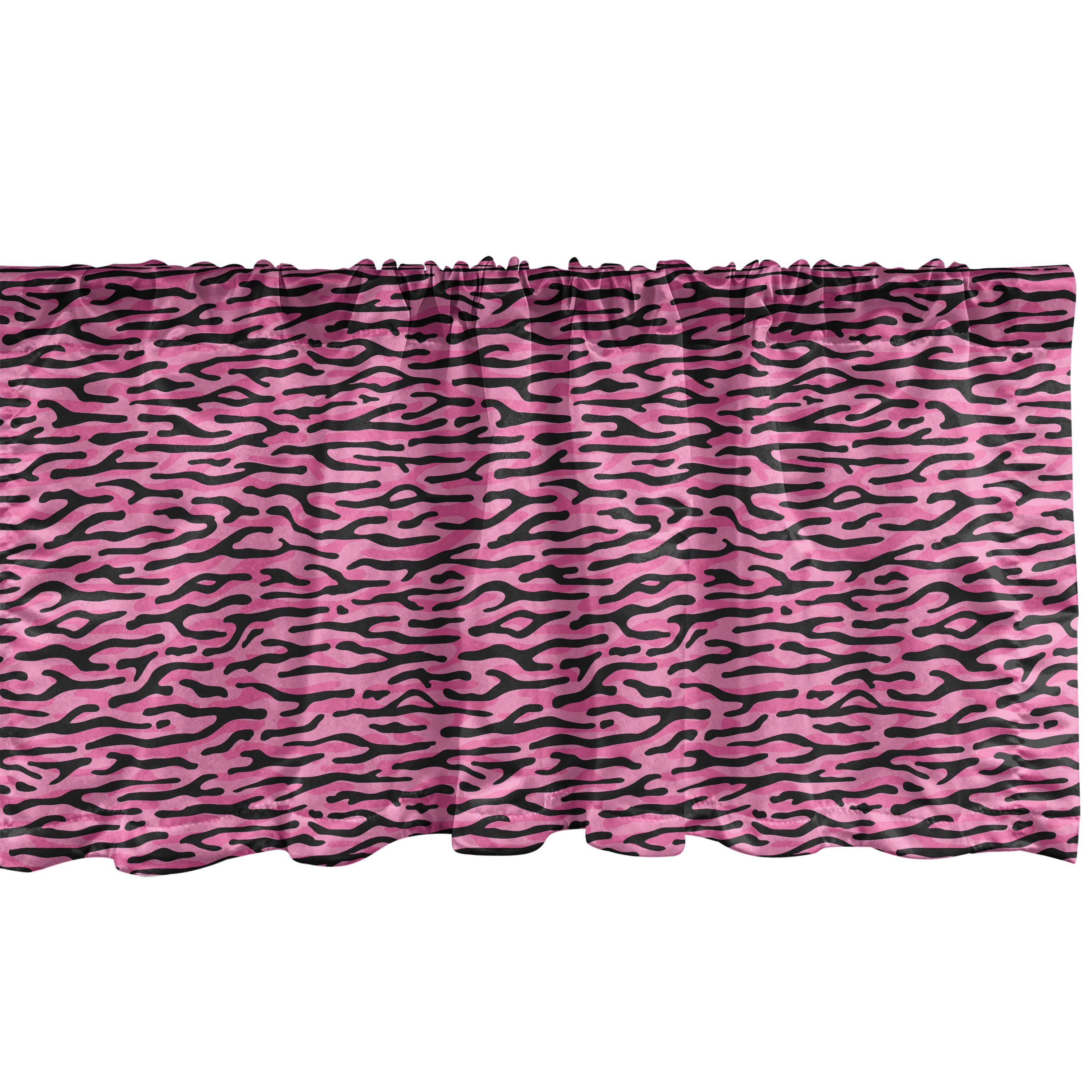 Scheibengardine Vorhang Volant für Küche Schlafzimmer Dekor mit Stangentasche, Abakuhaus, Microfaser, Safari Tierhaut Streifen-Muster