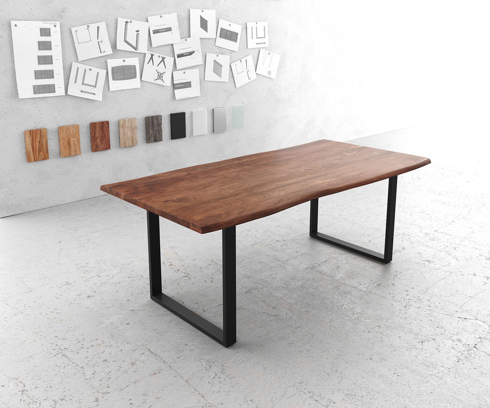 DELIFE Esstisch Edge, Akazie Braun 200x100 günstig online kaufen