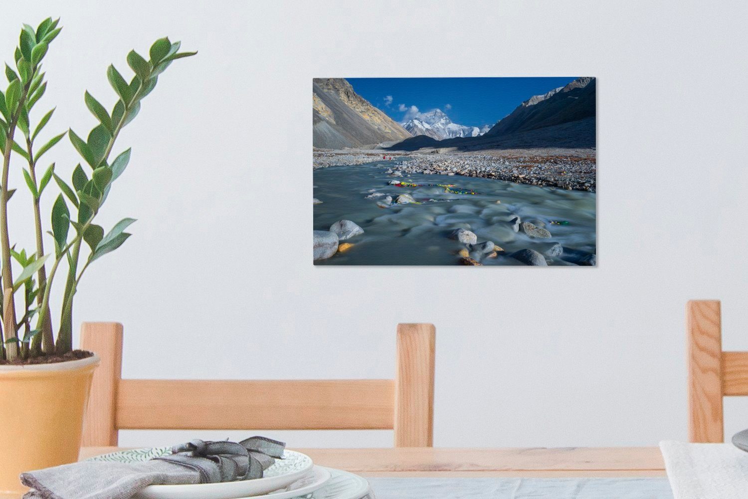 Bergen Mount in Tibet, Wanddeko, Aufhängefertig, den Wandbild St), Leinwandbilder, Everest Leinwandbild 30x20 Wasser cm zwischen (1 des OneMillionCanvasses®