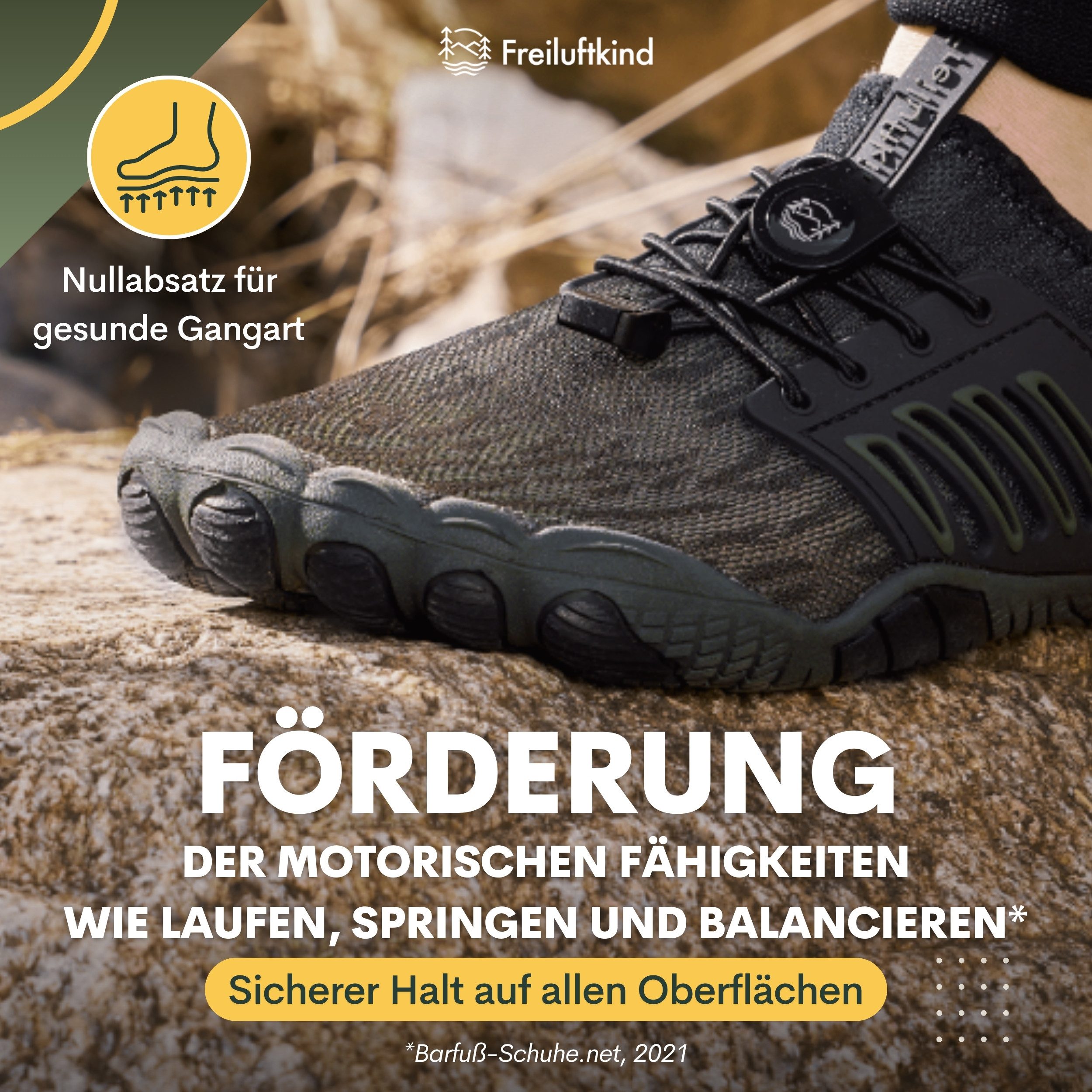 Freiluftkind Das Original – Tokai rutschfeste Barfußschuhe Sneaker Schnellverschluss