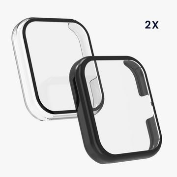 kwmobile Smartwatch-Hülle 2x Hülle für Realme Watch 2 Pro, Fullbody Fitnesstracker Glas Cover Case Schutzhülle Set