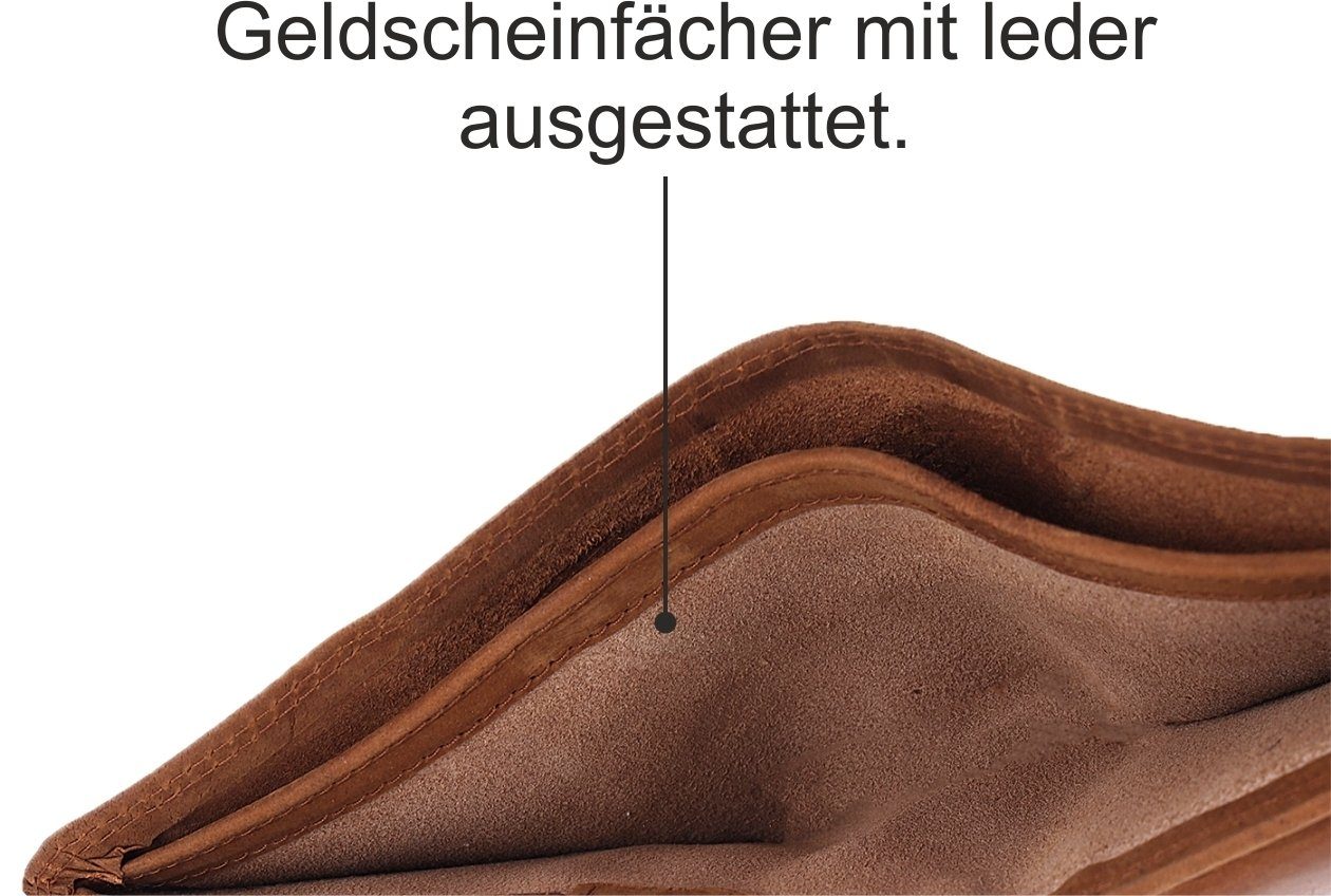 SHG Schutz Börse Lederbörse Büffelleder Männerbörse Münzfach mit RFID Brieftasche Leder Geldbörse Herren Portemonnaie,