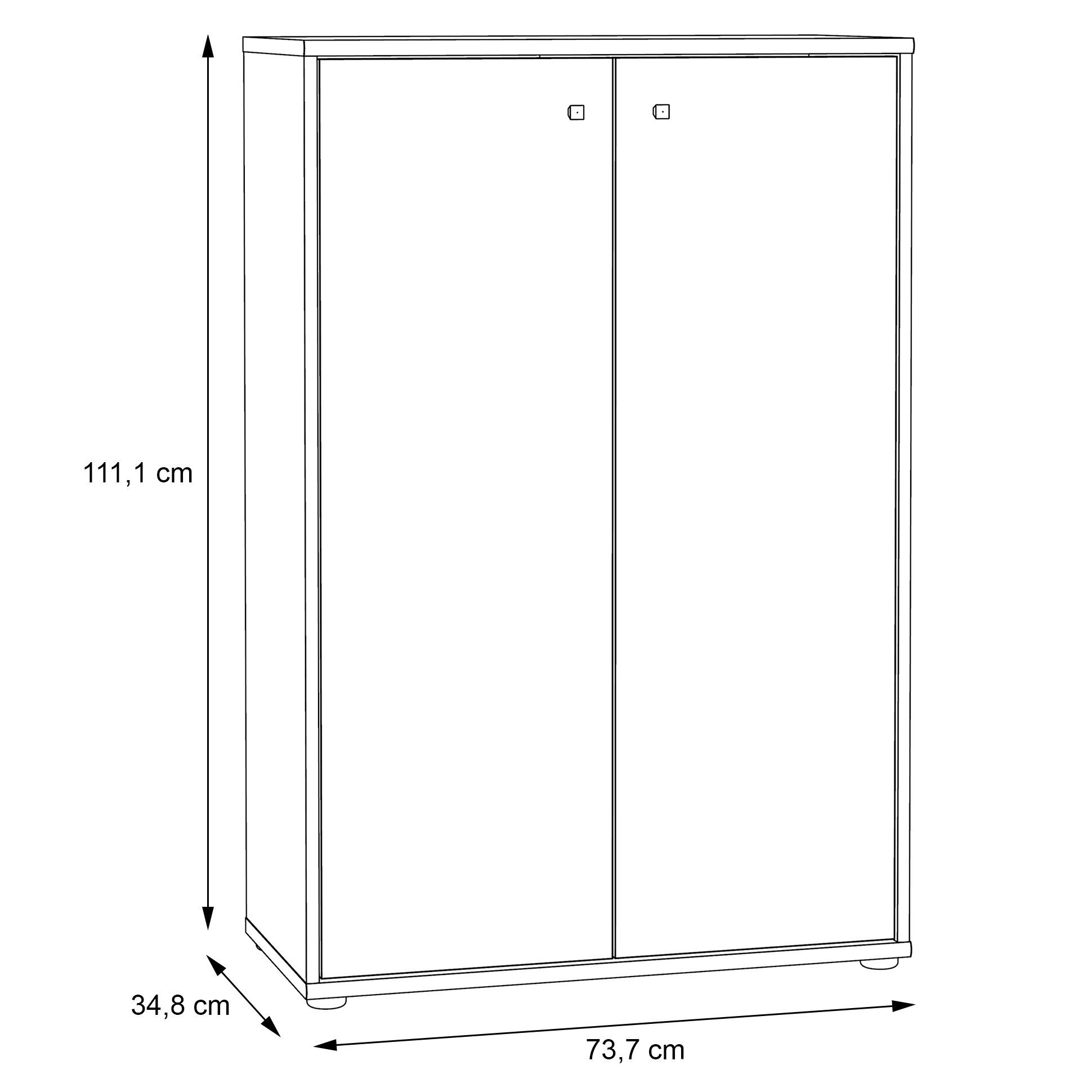 Newroom Kommode Sonoma Eiche 74 cm, Kommode Sonoma Eiche Modern Sideboard Highboard Büro