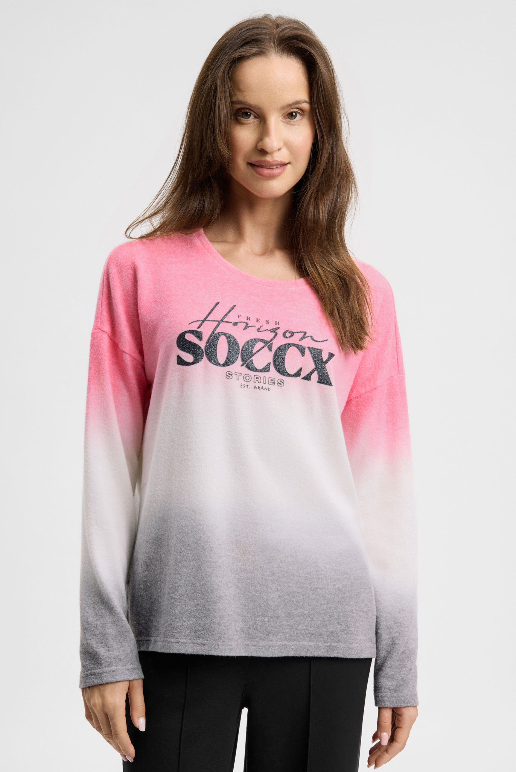 SOCCX Rundhalspullover mit Farbverlauf