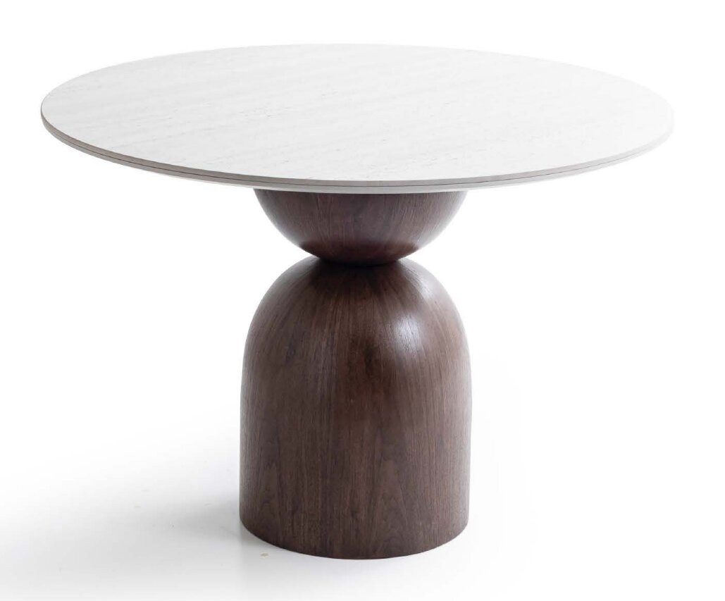 JVmoebel Esstisch Esstisch Rund Modern Beige Braun Design Marmor Optik Holz Küchentisch, Made in Europa