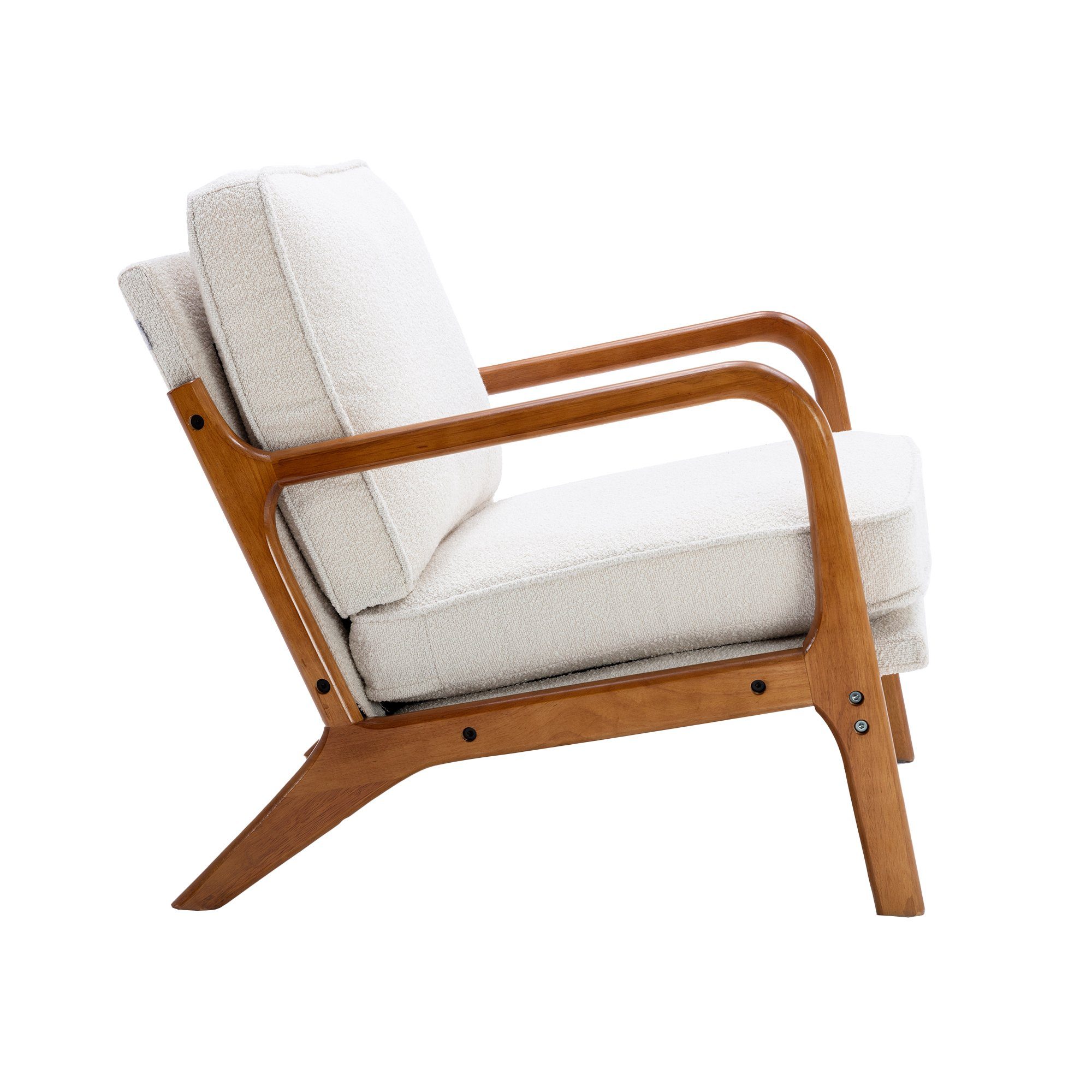 OKWISH Gummiholz), Freizeitstuhl (Stuhlbein Fernsehsessel besteht Leder Polsterstuhl PU aus stoff Relaxsessel Sessel beige Loungesessel