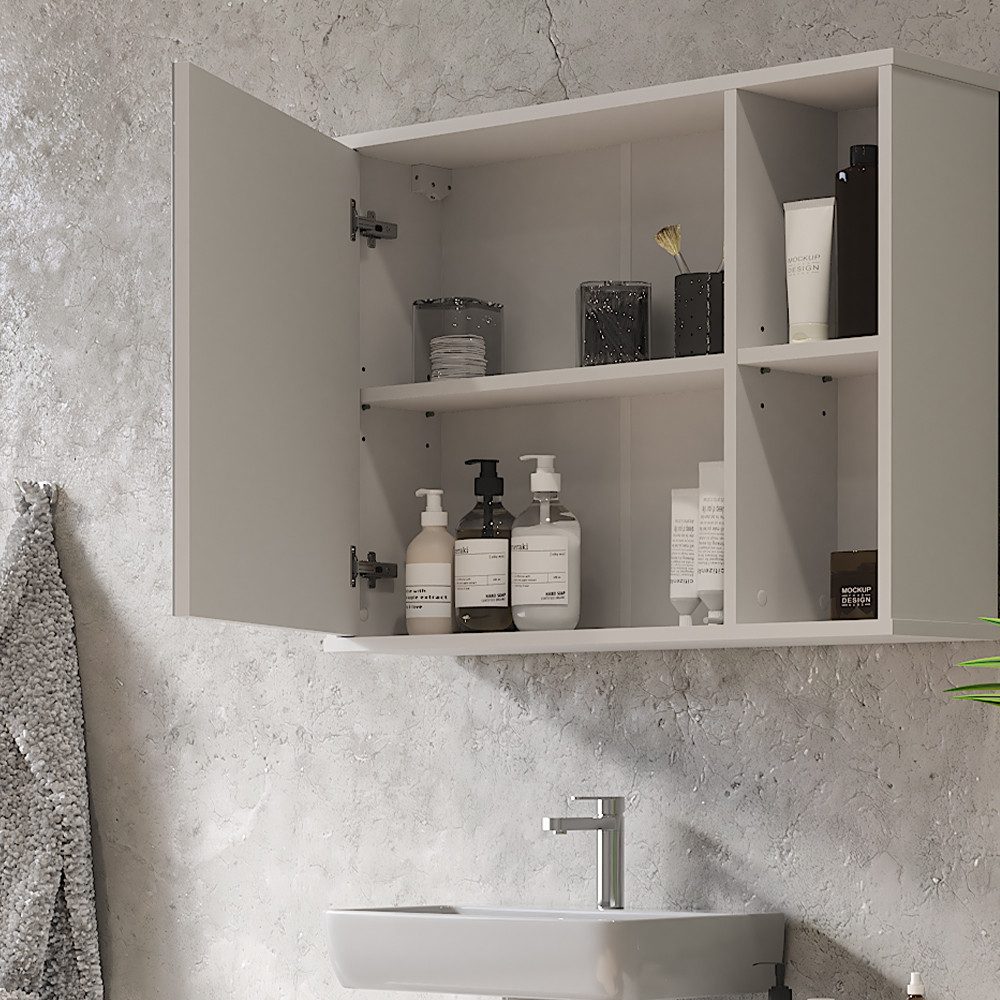 Vicco Badezimmerspiegelschrank Leano, Weiß, 80 x 60 cm (1-St)