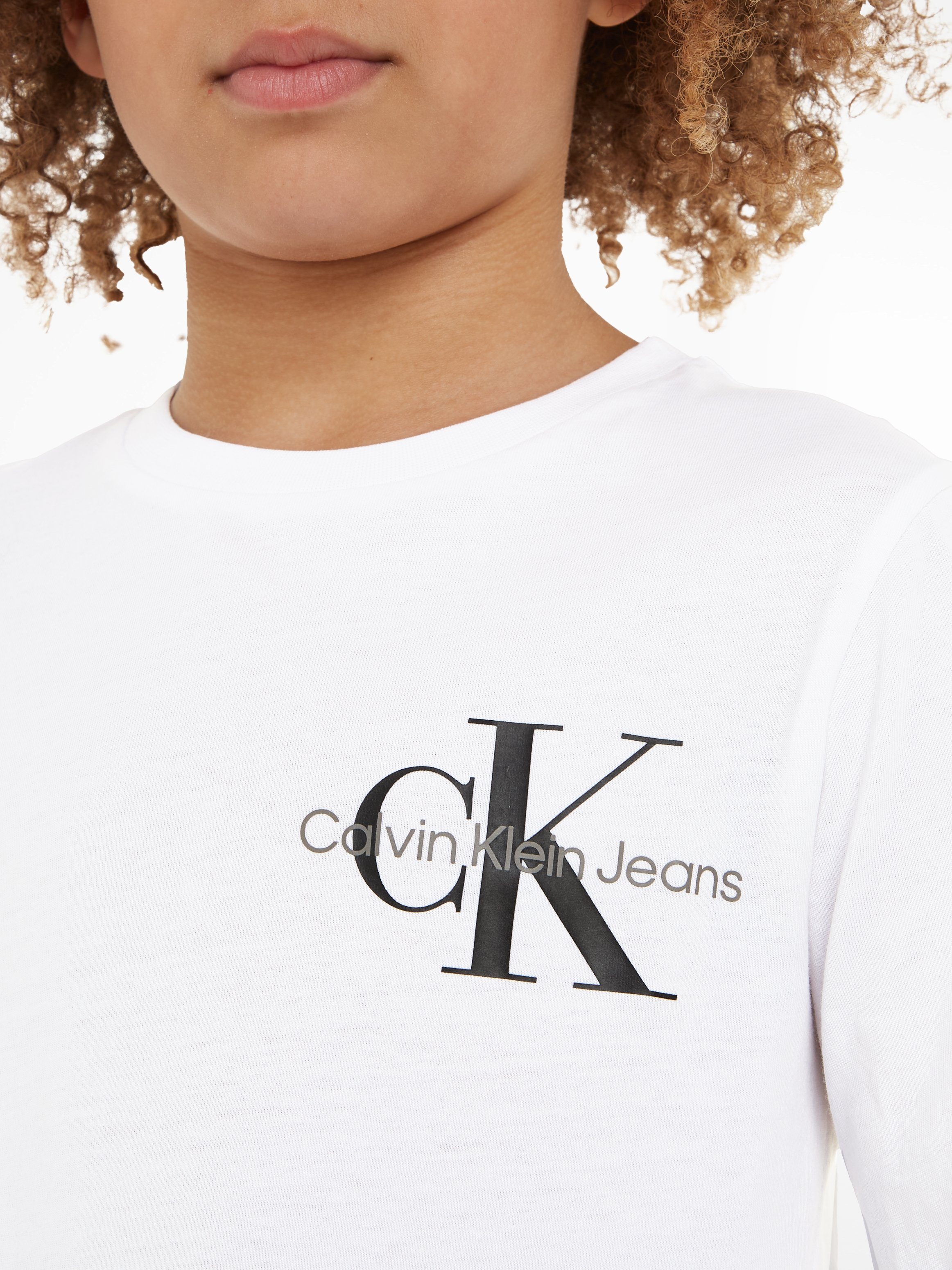 Calvin Klein CHEST TOP MONOGRAM mit White LS Jeans Langarmshirt Bright Logodruck