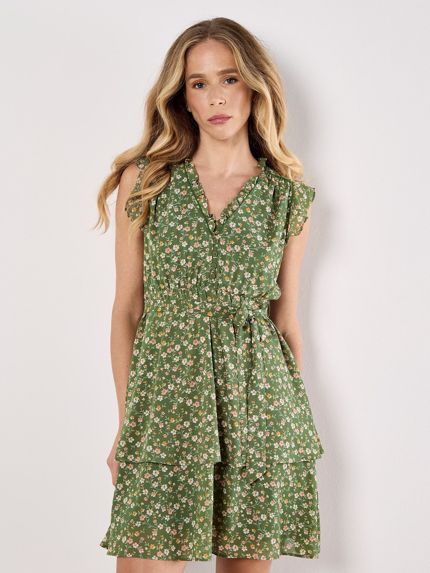 Apricot Druckkleid Geblümtes Kleid, (2-tlg) mit günstig online kaufen